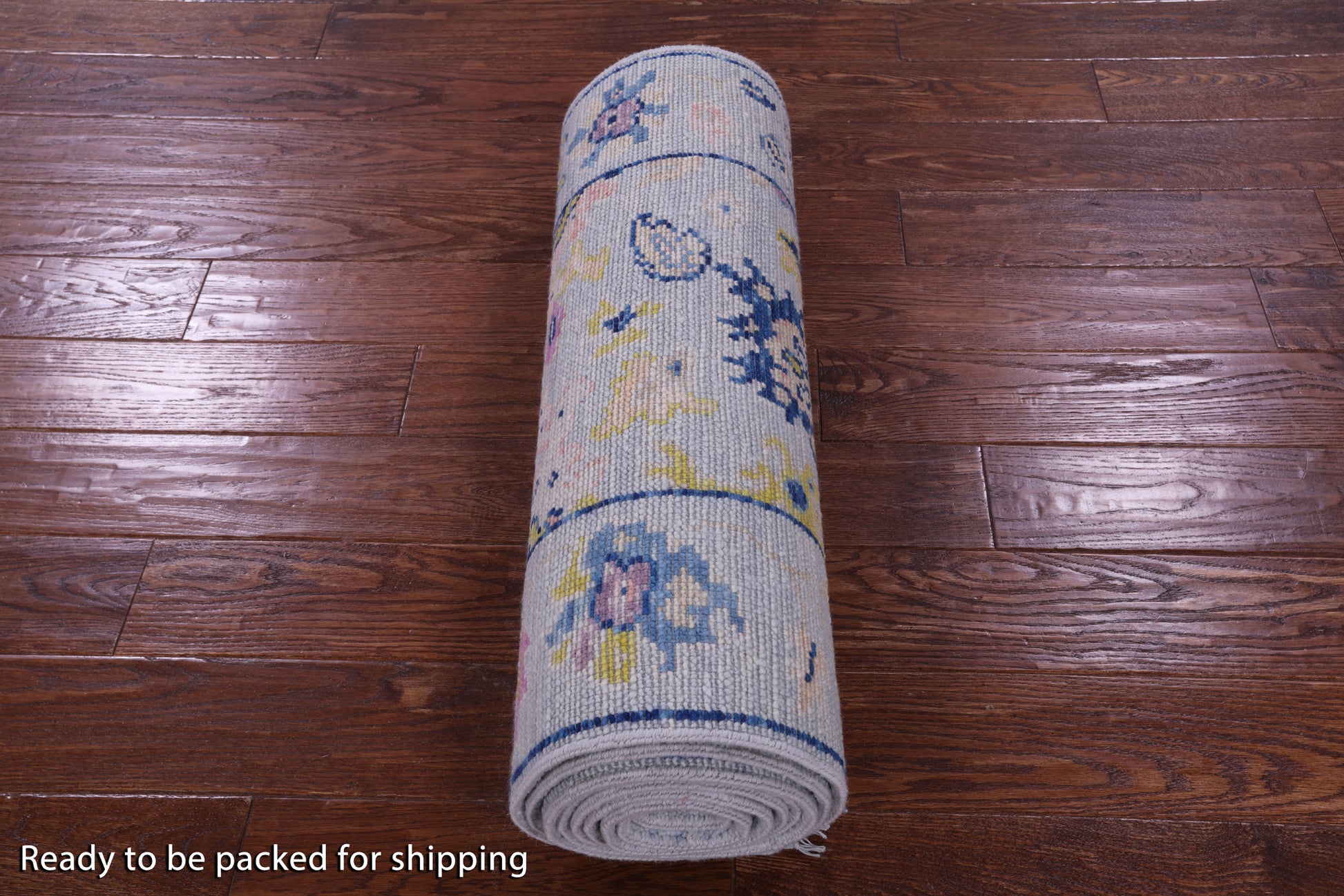 Light Blue Turkish Oushak Hand Knotted Wool Runner Rug - 2' 7" X 13' 5" - Golden Nile