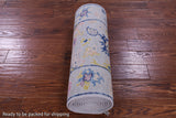 Light Blue Turkish Oushak Hand Knotted Wool Runner Rug - 2' 6" X 13' 5" - Golden Nile
