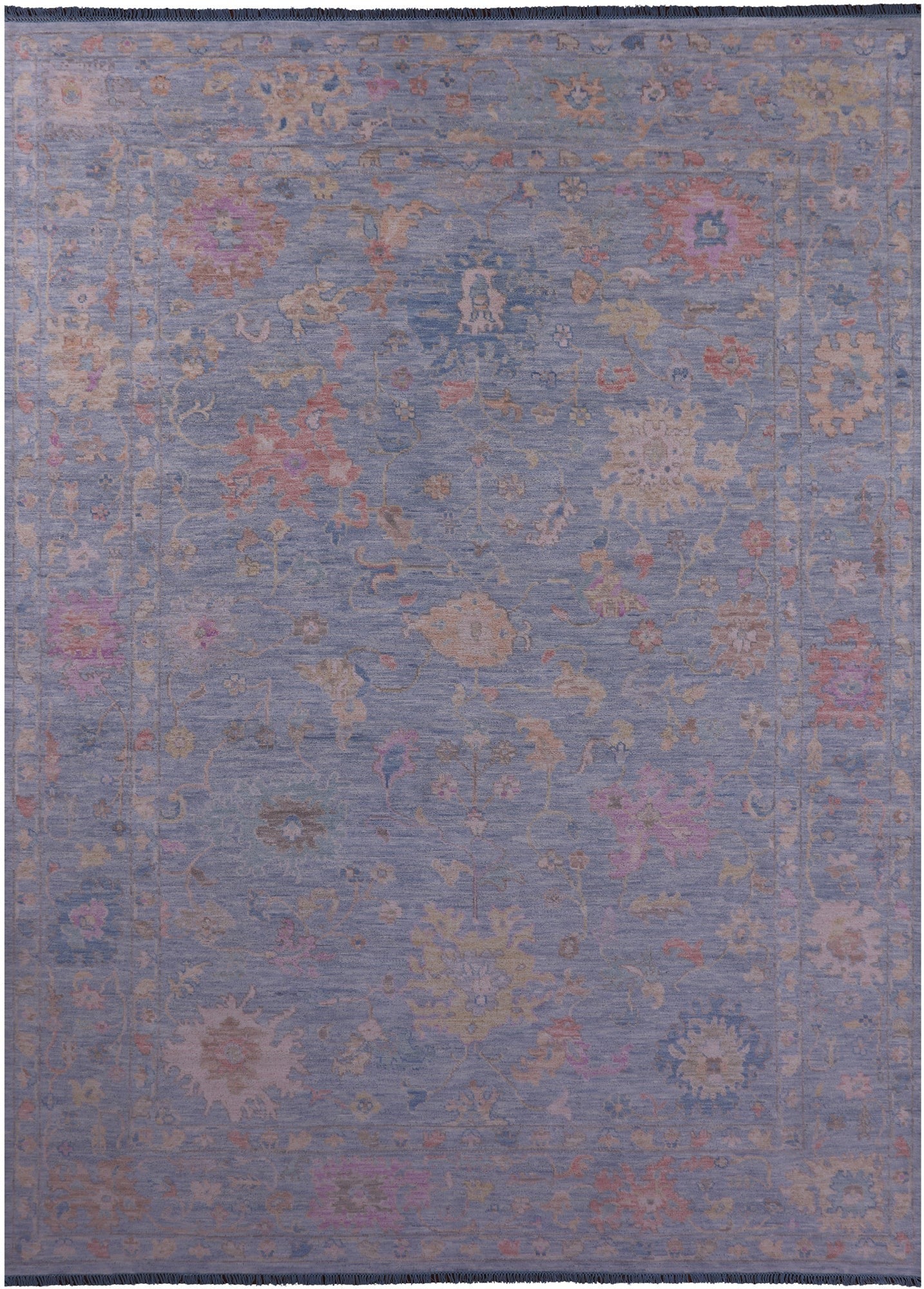Blue Turkish Oushak Hand Knotted Wool Rug - 9' 11" X 13' 10" - Golden Nile