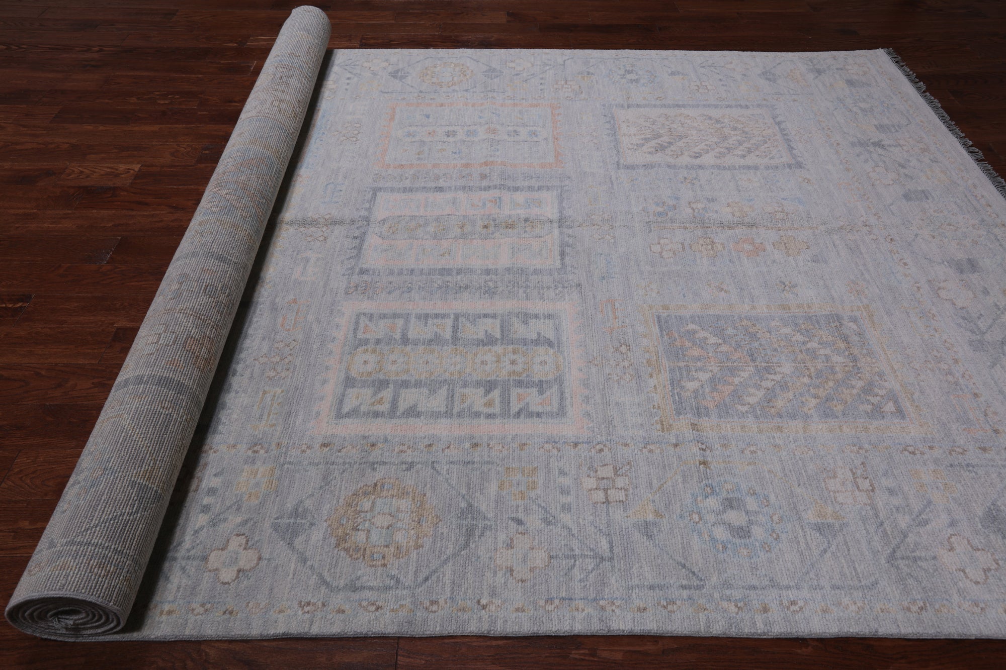 Silver Tribal Persian Gabbeh Hand Knotted Wool Rug - 8' 0" X 16' 4"