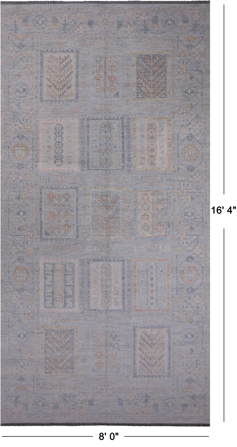 Silver Tribal Persian Gabbeh Hand Knotted Wool Rug - 8' 0" X 16' 4"