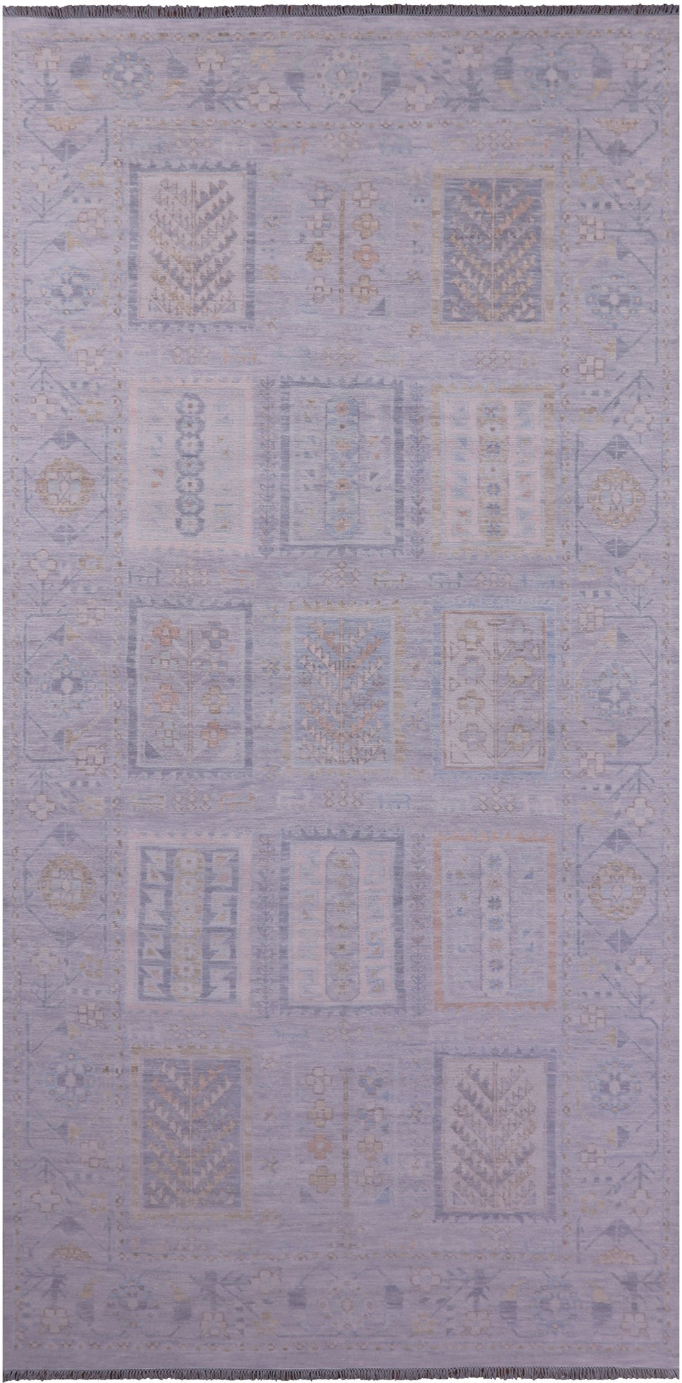 Silver Tribal Persian Gabbeh Hand Knotted Wool Rug - 8' 0" X 16' 4" - Golden Nile