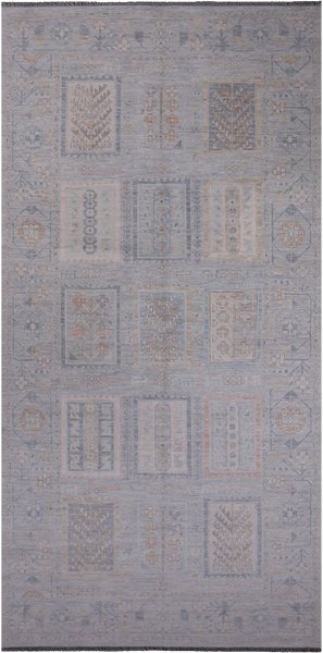 Silver Tribal Persian Gabbeh Hand Knotted Wool Rug - 8' 0" X 16' 4"