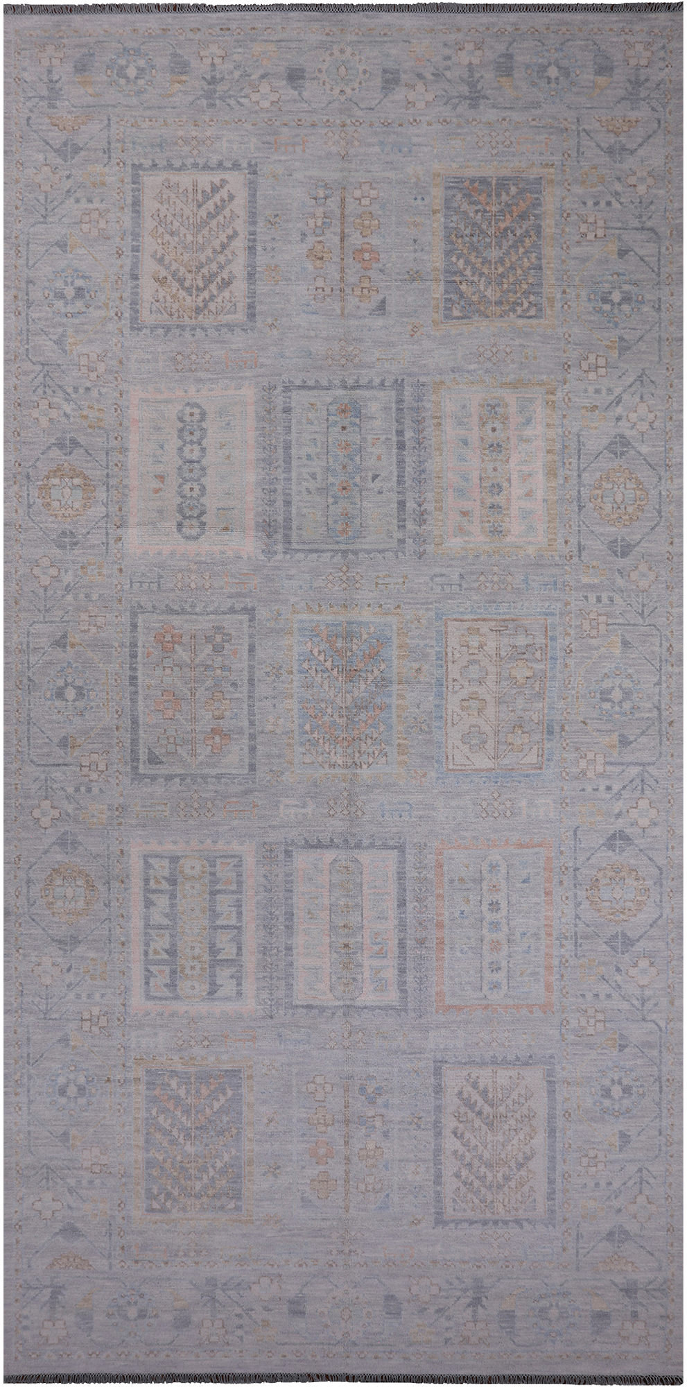 Silver Tribal Persian Gabbeh Hand Knotted Wool Rug - 8' 0" X 16' 4"