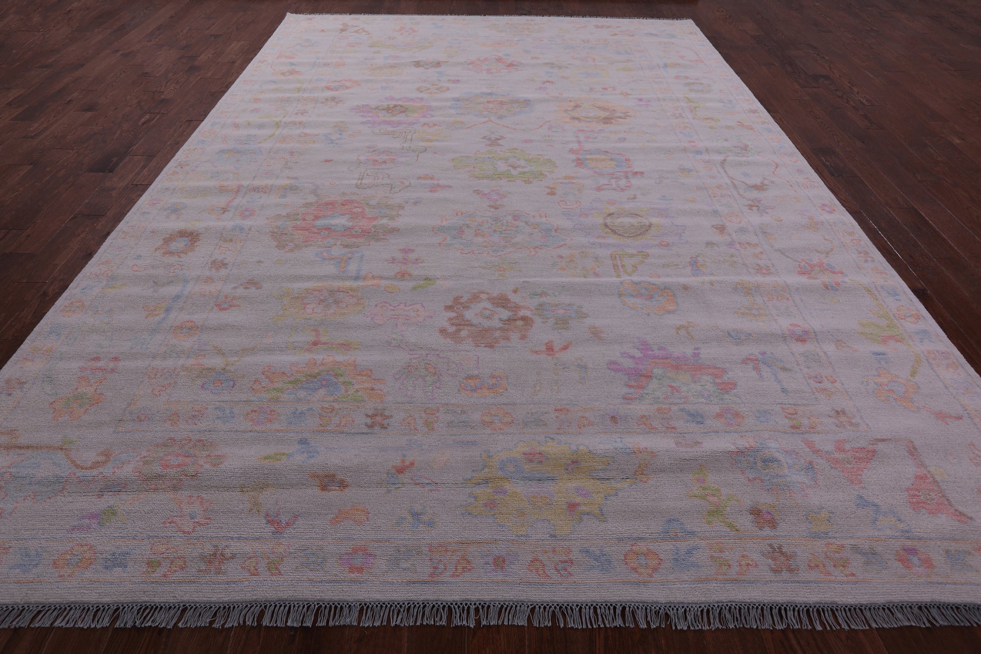 Ivory Turkish Oushak Hand Knotted Wool Rug - 9' 10" X 13' 8" - Golden Nile