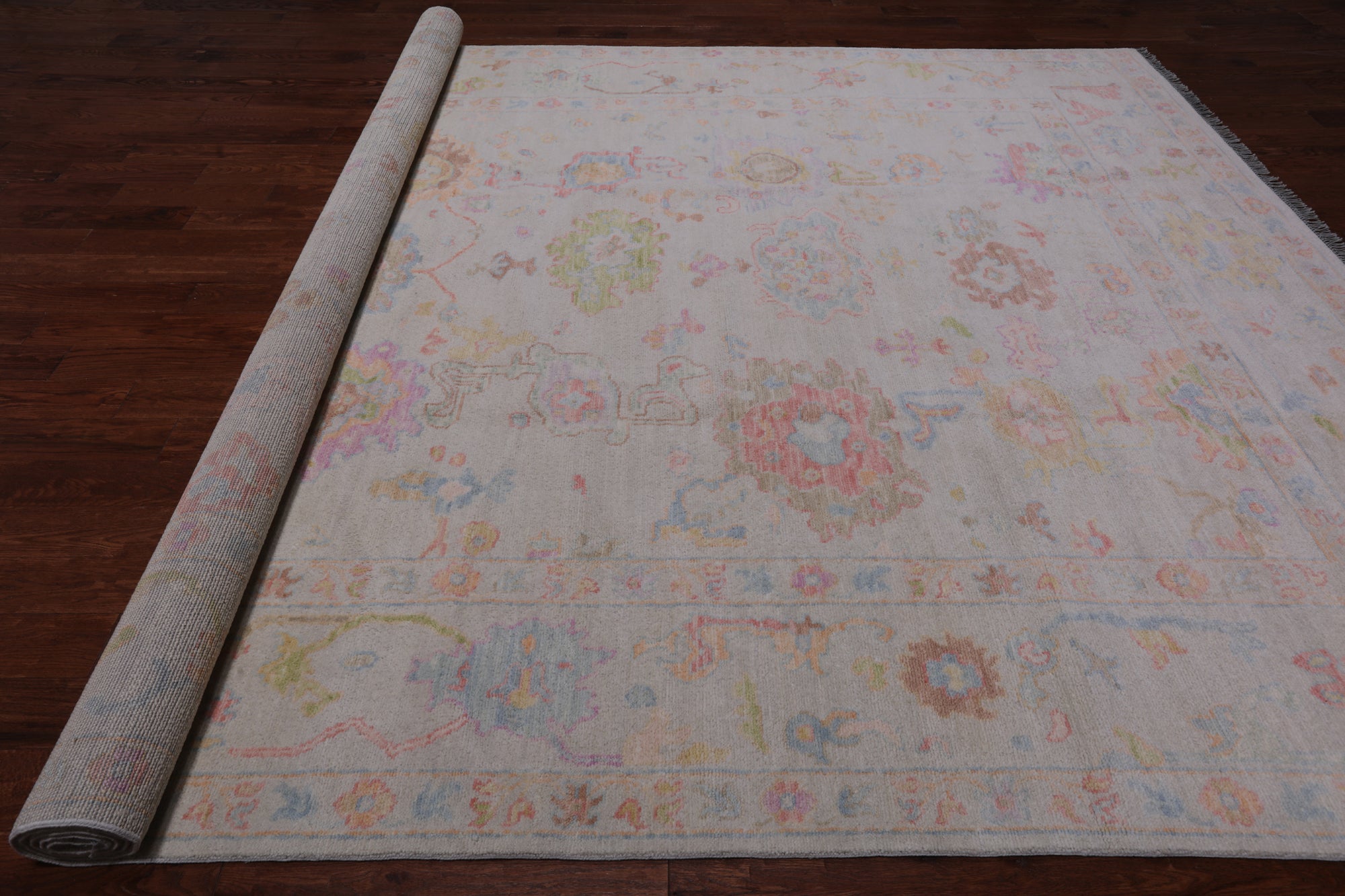 SUPER SALE Ivory Turkish Oushak Hand Knotted Wool Rug - 9' 10" X 13' 8"