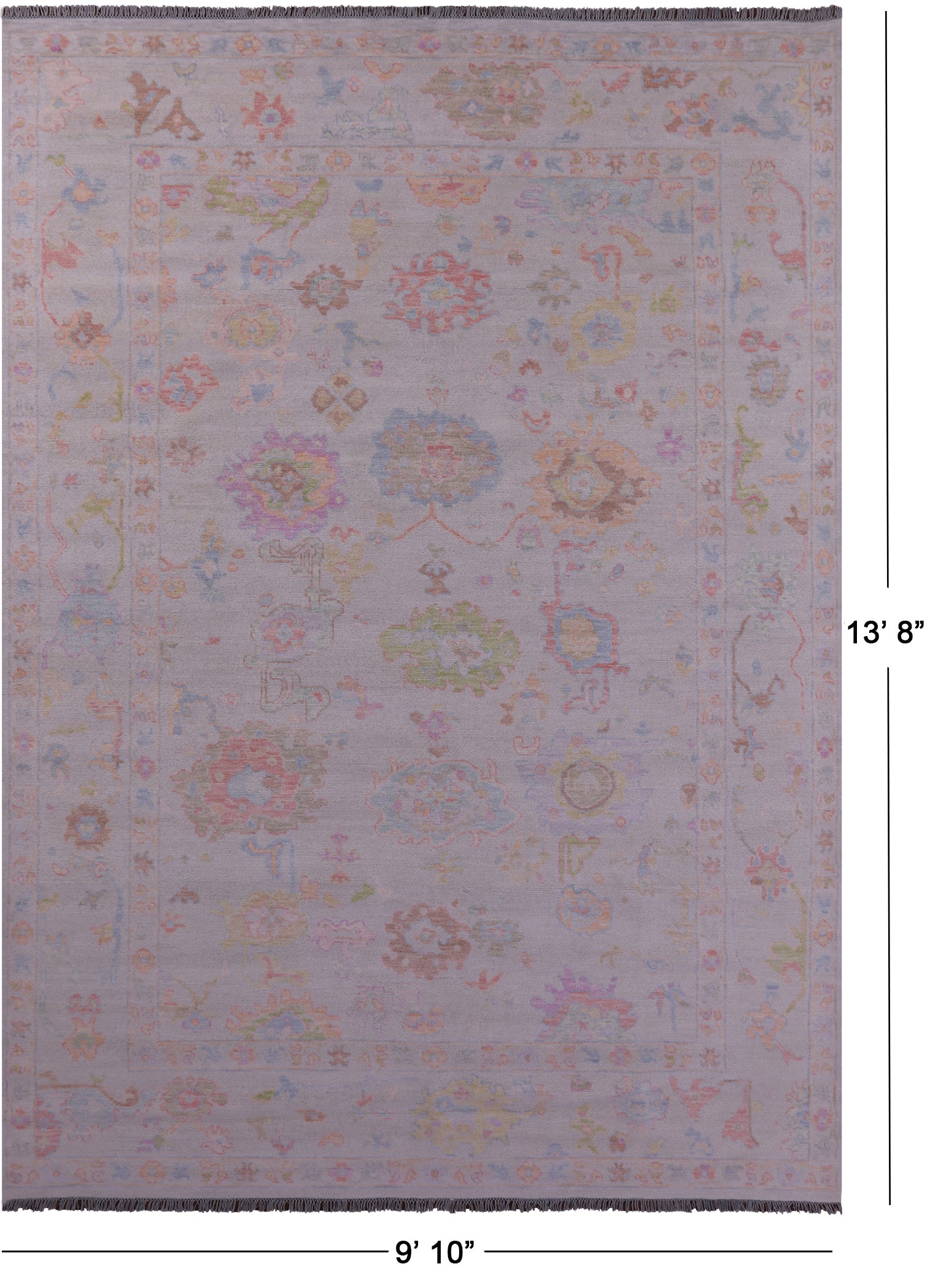 Ivory Turkish Oushak Hand Knotted Wool Rug - 9' 10" X 13' 8" - Golden Nile