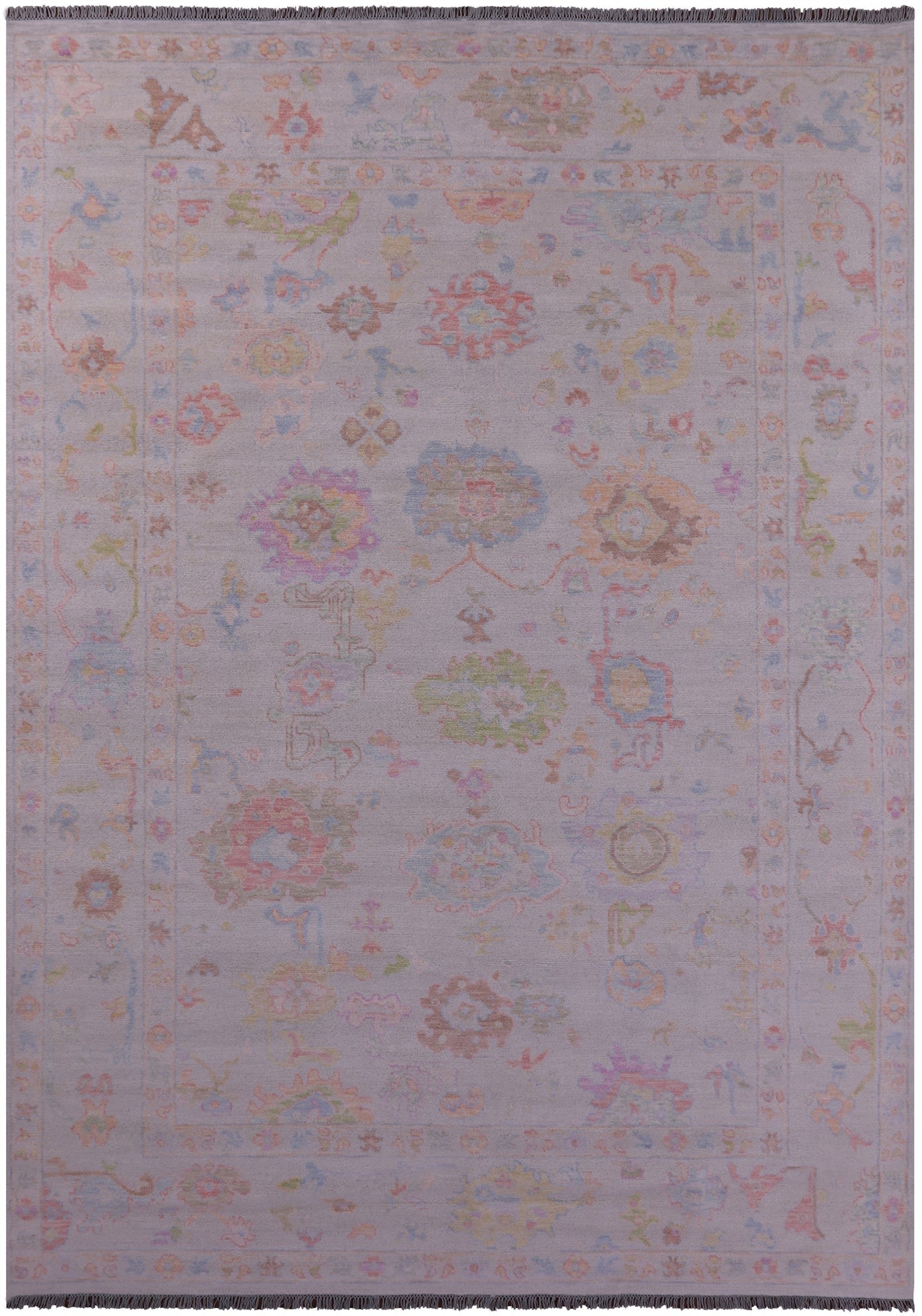 Ivory Turkish Oushak Hand Knotted Wool Rug - 9' 10" X 13' 8" - Golden Nile