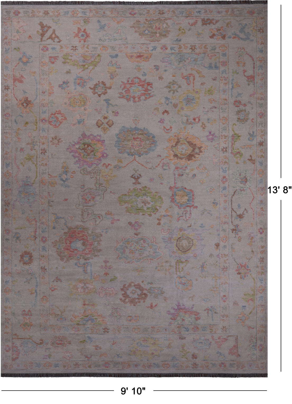SUPER SALE Ivory Turkish Oushak Hand Knotted Wool Rug - 9' 10" X 13' 8"