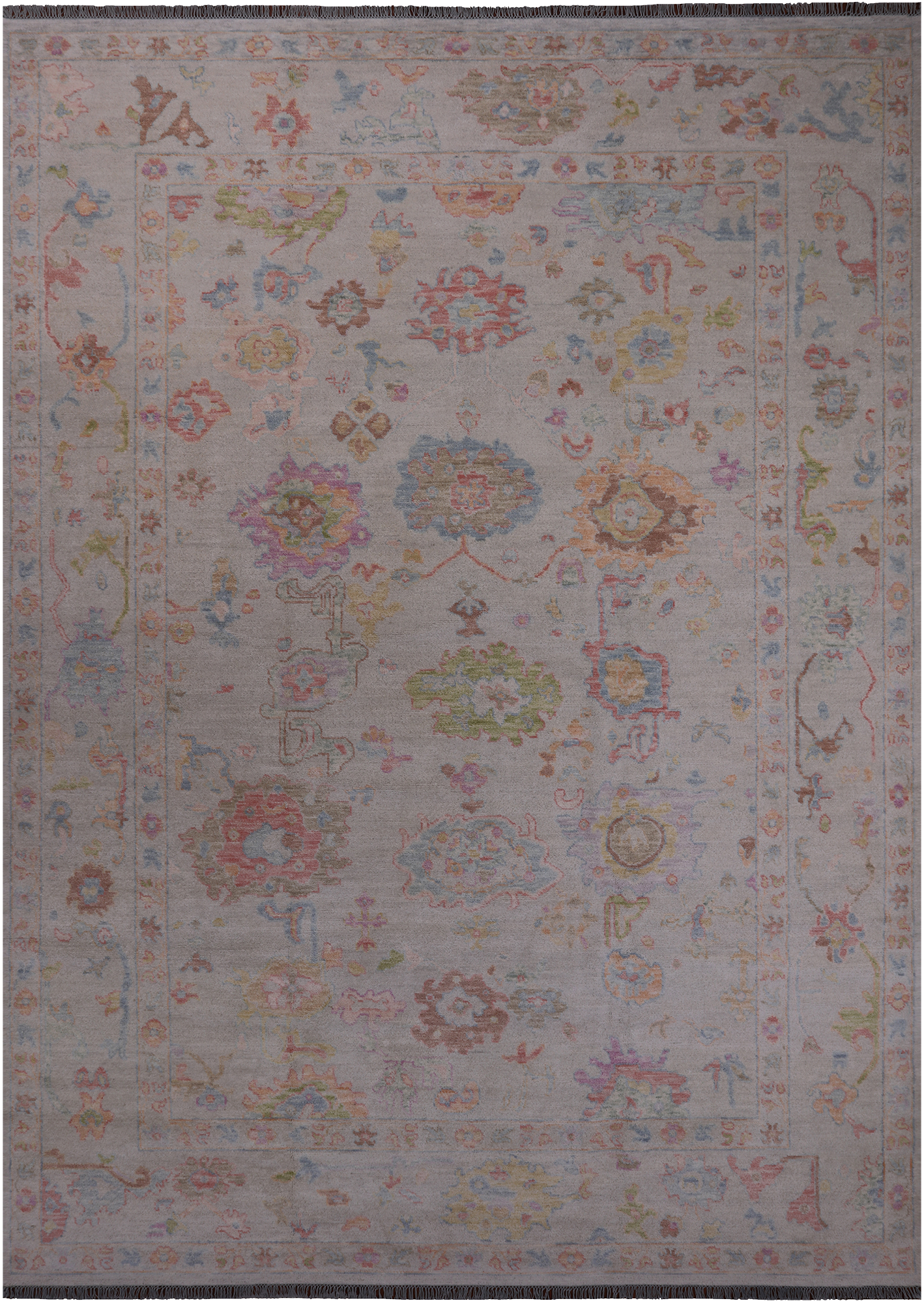 SUPER SALE Ivory Turkish Oushak Hand Knotted Wool Rug - 9' 10" X 13' 8"