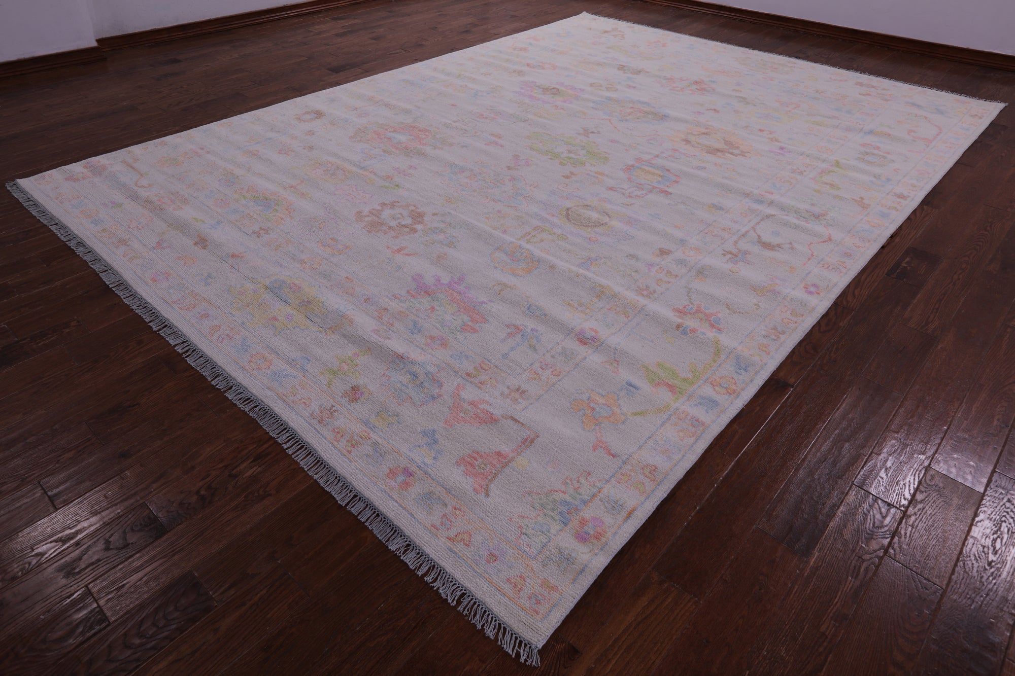 Ivory Turkish Oushak Hand Knotted Wool Rug - 9' 10" X 13' 8" - Golden Nile