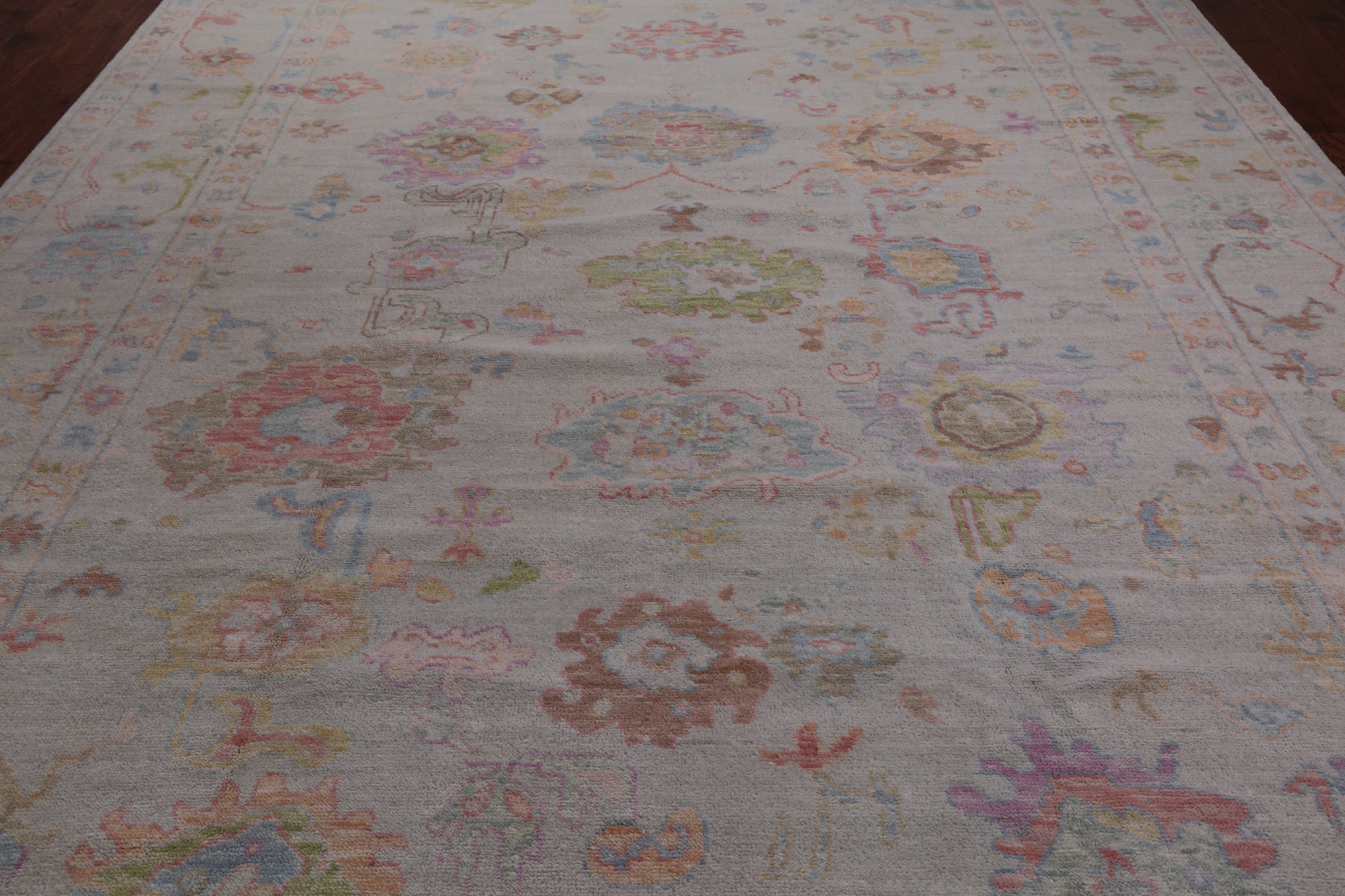 SUPER SALE Ivory Turkish Oushak Hand Knotted Wool Rug - 9' 10" X 13' 8"