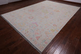 SUPER SALE Ivory Turkish Oushak Hand Knotted Wool Rug - 9' 10" X 13' 8"