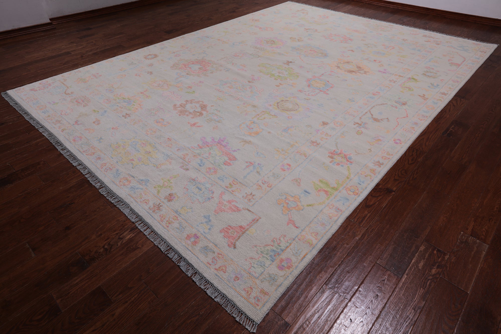 SUPER SALE Ivory Turkish Oushak Hand Knotted Wool Rug - 9' 10" X 13' 8"