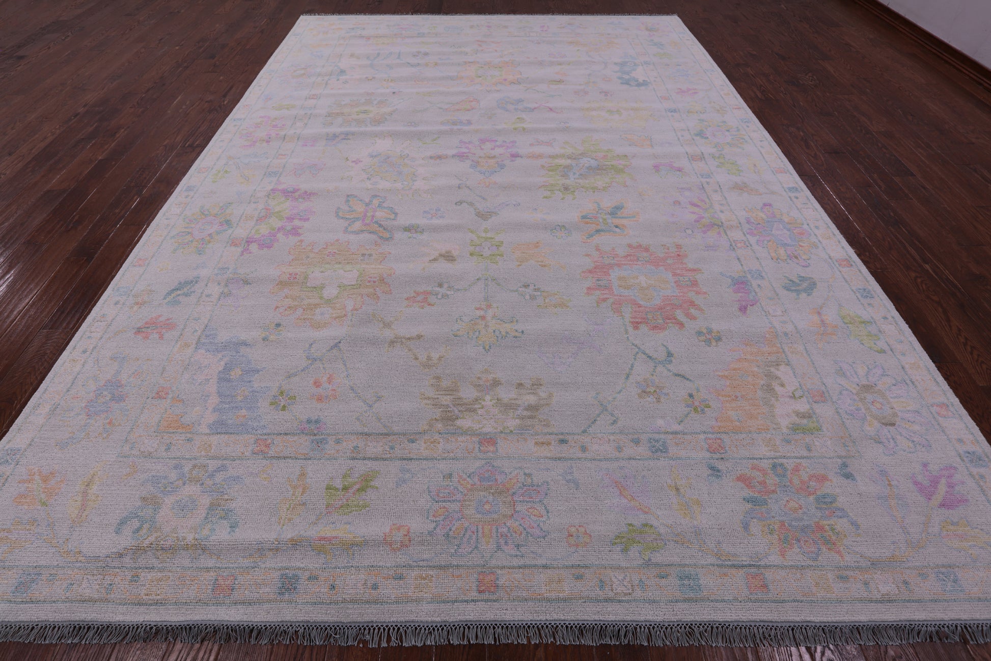 Ivory Turkish Oushak Handmade Wool Rug - 10' 1" X 13' 9" - Golden Nile