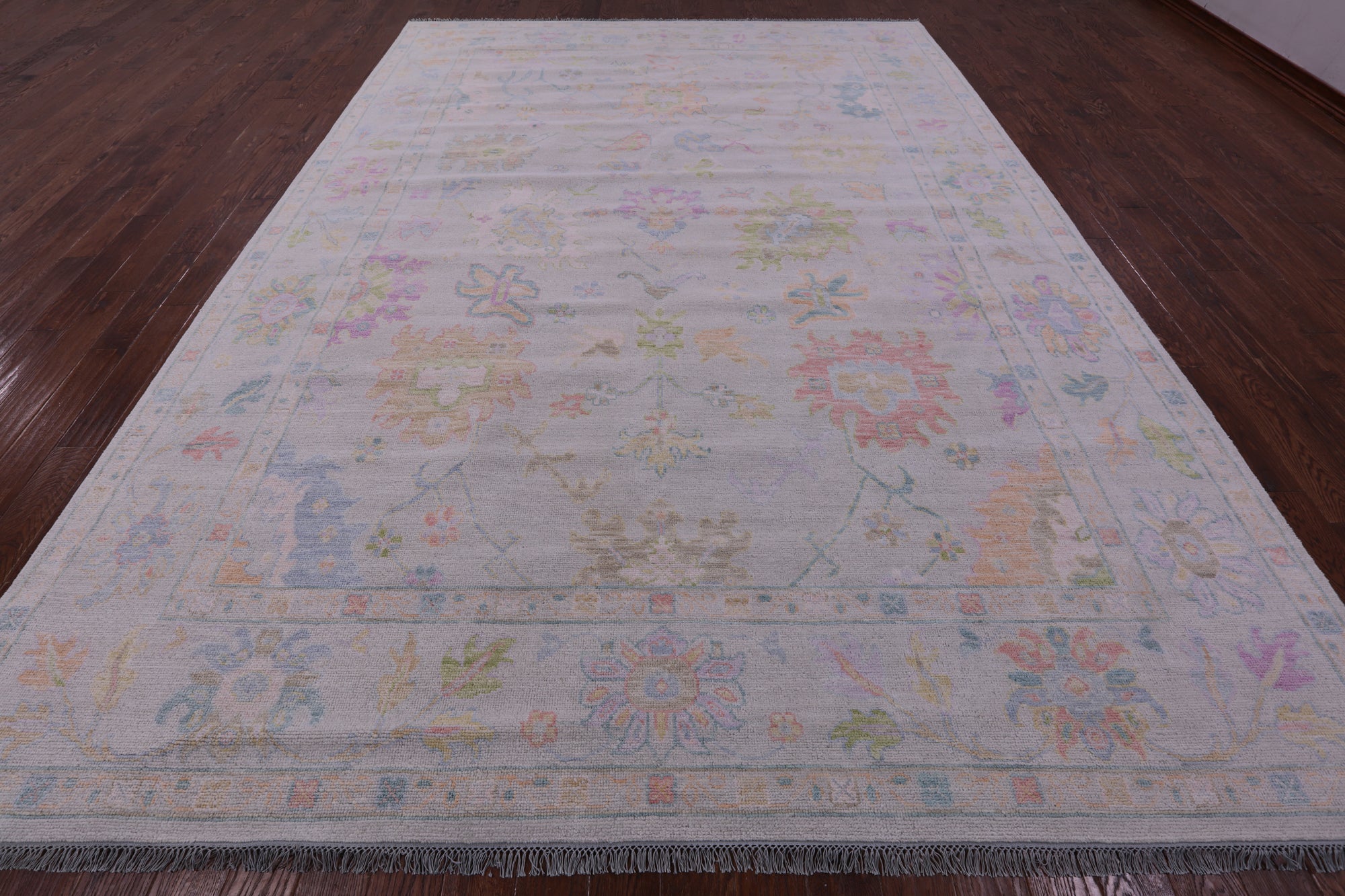 Ivory Turkish Oushak Handmade Wool Rug - 10' 1" X 13' 9" - Golden Nile