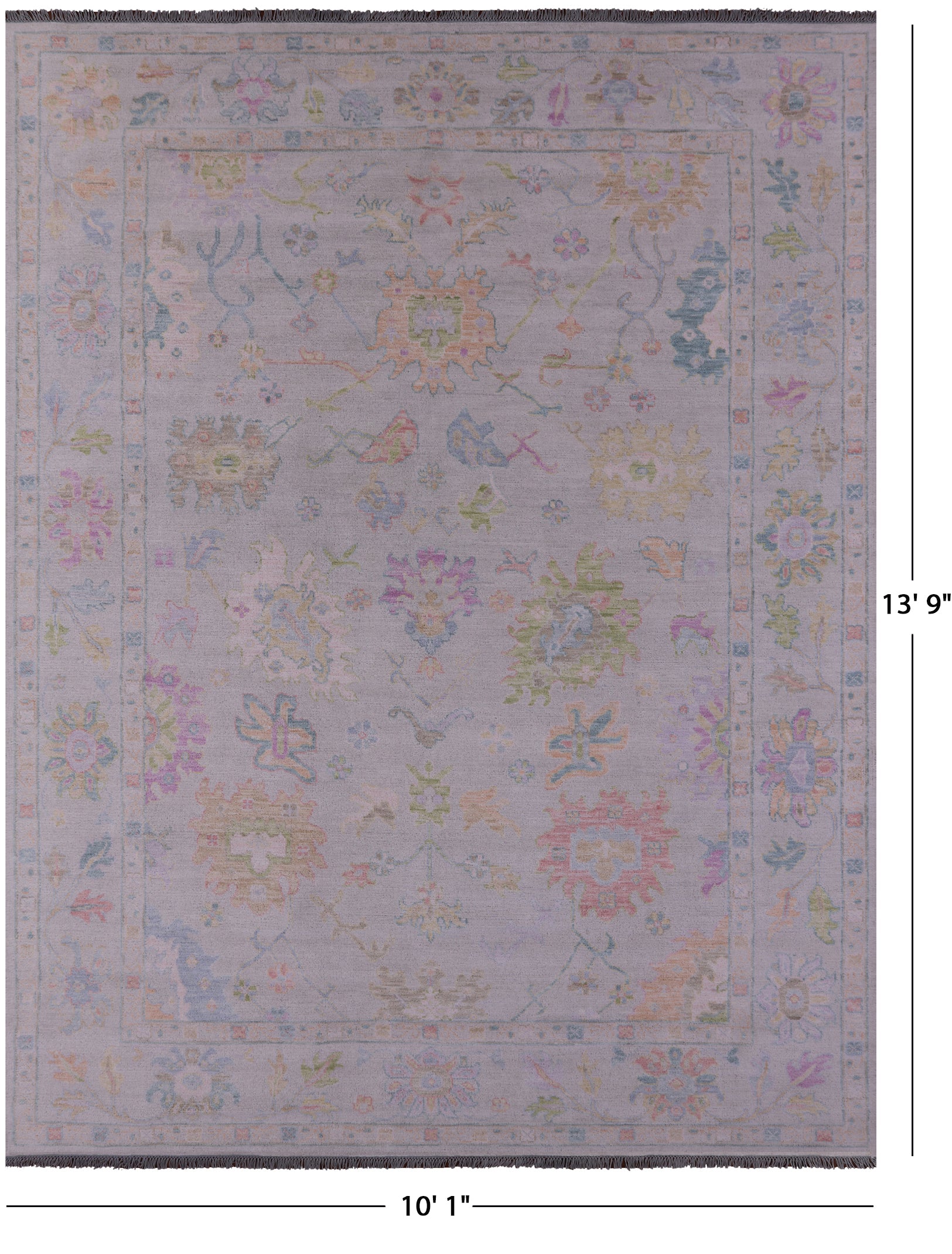 Ivory Turkish Oushak Handmade Wool Rug - 10' 1" X 13' 9" - Golden Nile