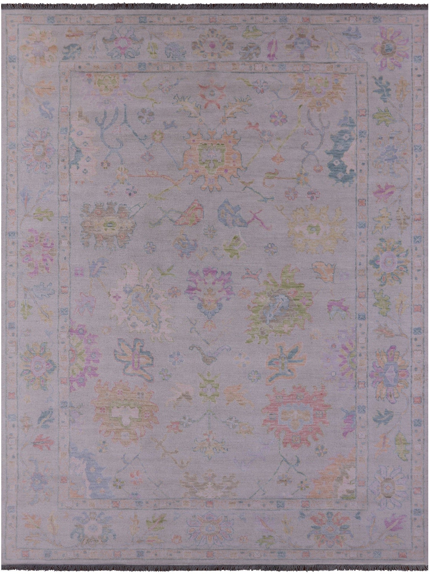 Ivory Turkish Oushak Handmade Wool Rug - 10' 1" X 13' 9" - Golden Nile