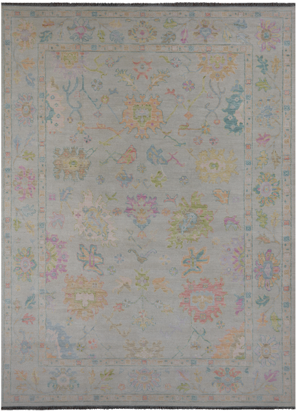 SUPER SALE Ivory Turkish Oushak Handmade Wool Rug - 10' 1" X 13' 9"