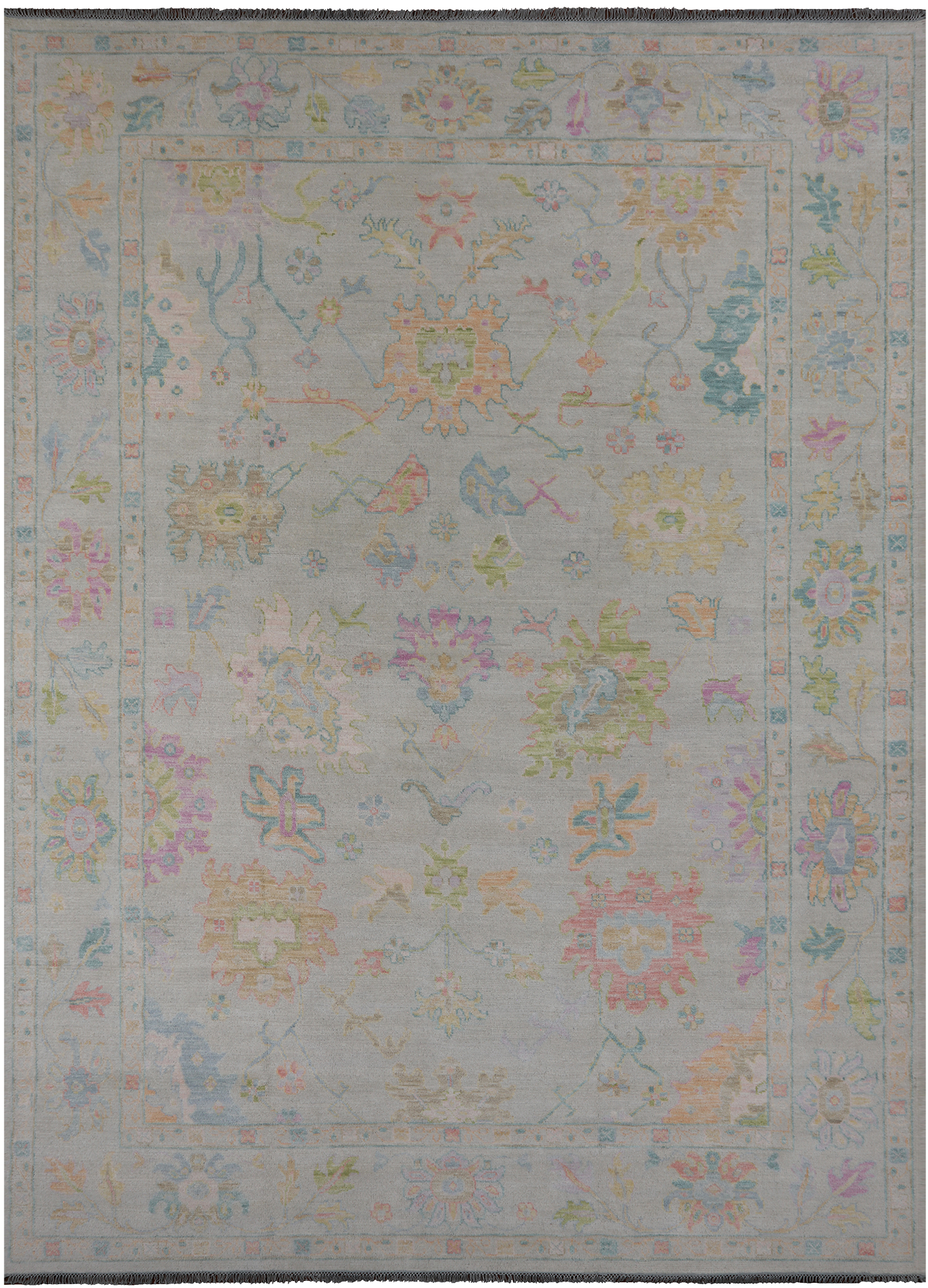 SUPER SALE Ivory Turkish Oushak Handmade Wool Rug - 10' 1" X 13' 9"