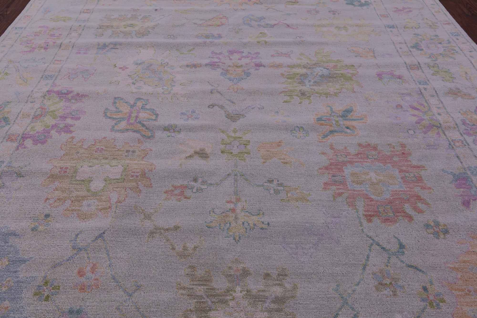Ivory Turkish Oushak Handmade Wool Rug - 10' 1" X 13' 9" - Golden Nile