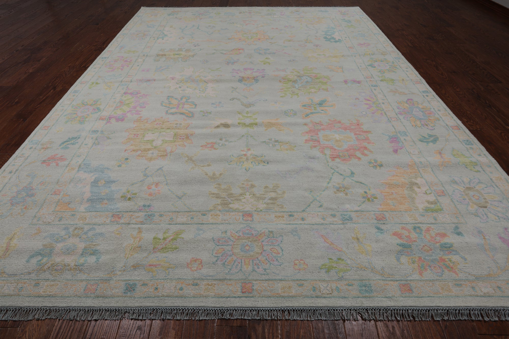 SUPER SALE Ivory Turkish Oushak Handmade Wool Rug - 10' 1" X 13' 9"