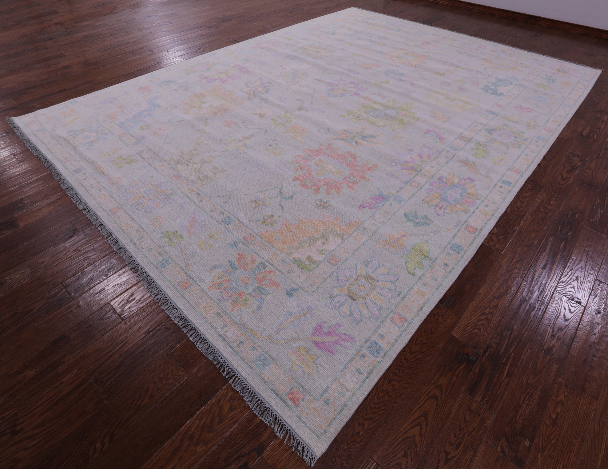 Ivory Turkish Oushak Handmade Wool Rug - 10' 1" X 13' 9" - Golden Nile