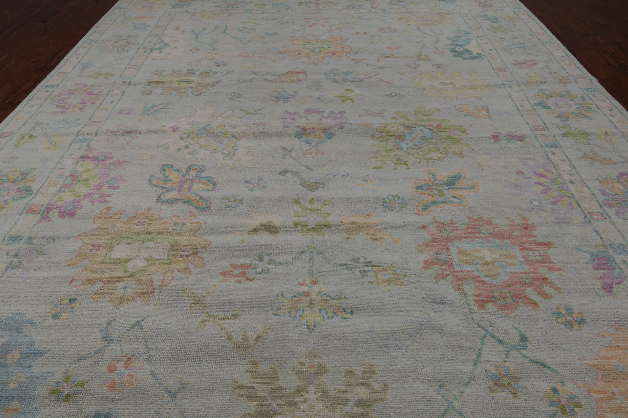 SUPER SALE Ivory Turkish Oushak Handmade Wool Rug - 10' 1" X 13' 9"