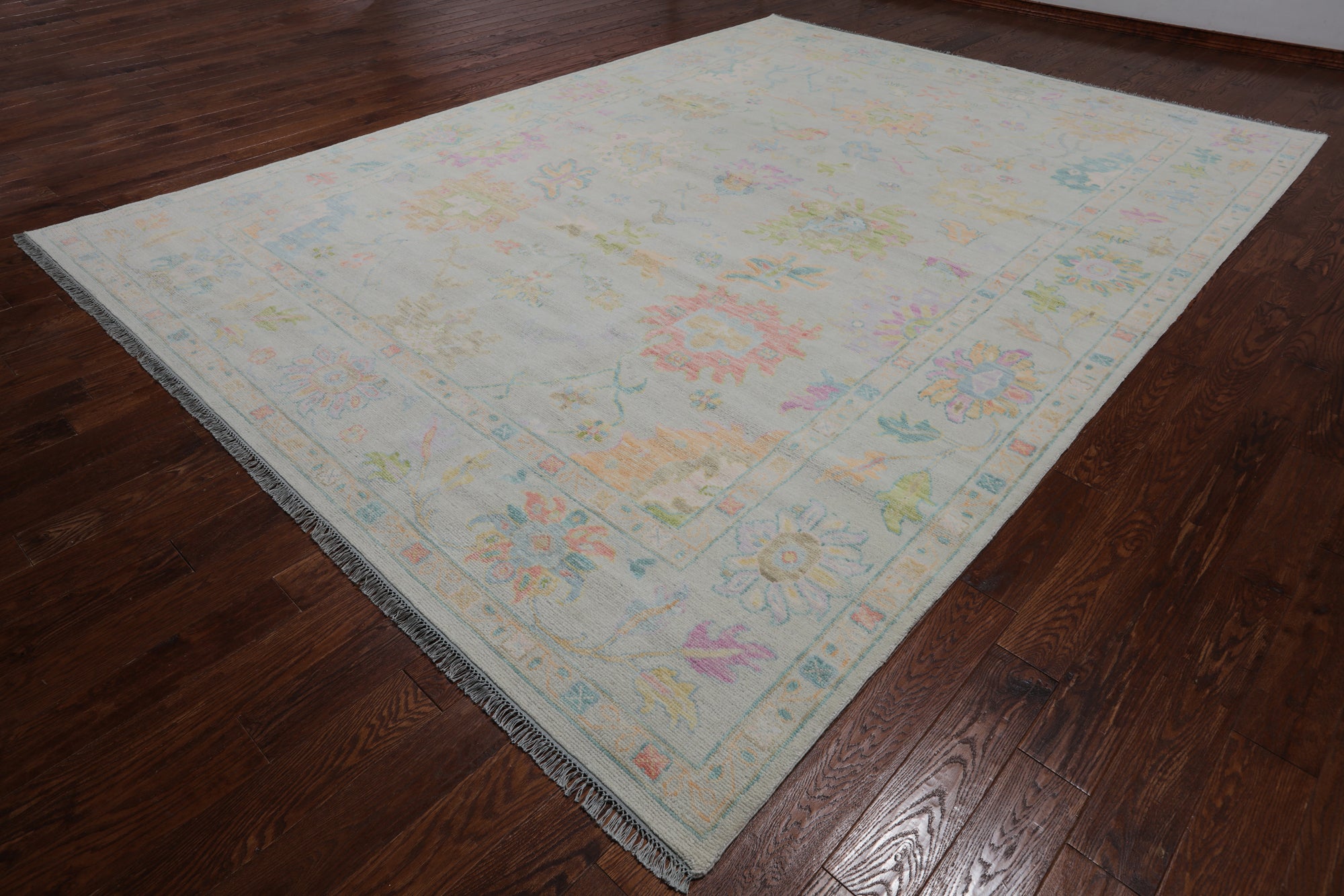 SUPER SALE Ivory Turkish Oushak Handmade Wool Rug - 10' 1" X 13' 9"
