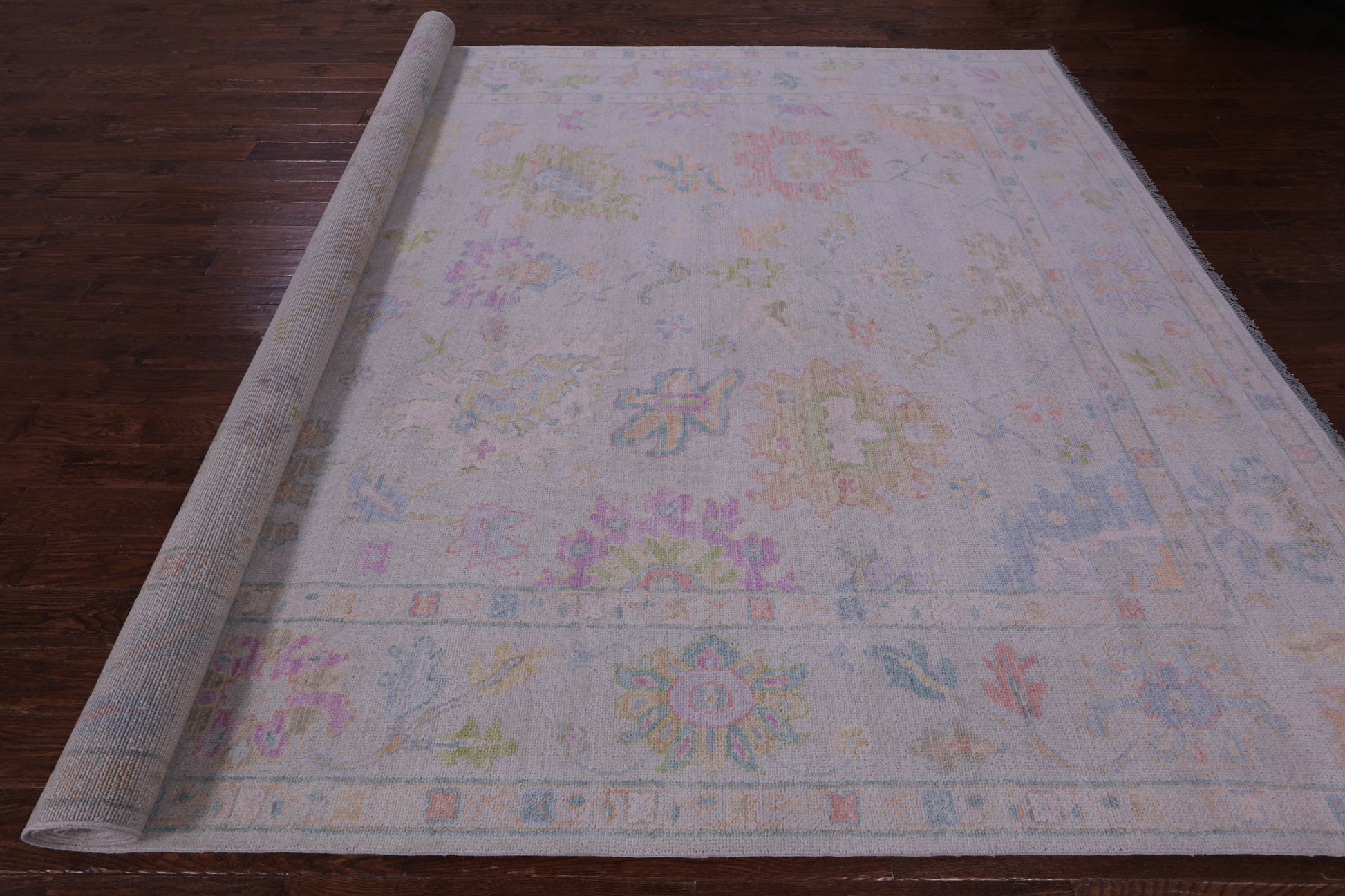 Ivory Turkish Oushak Handmade Wool Rug - 10' 1" X 13' 9" - Golden Nile