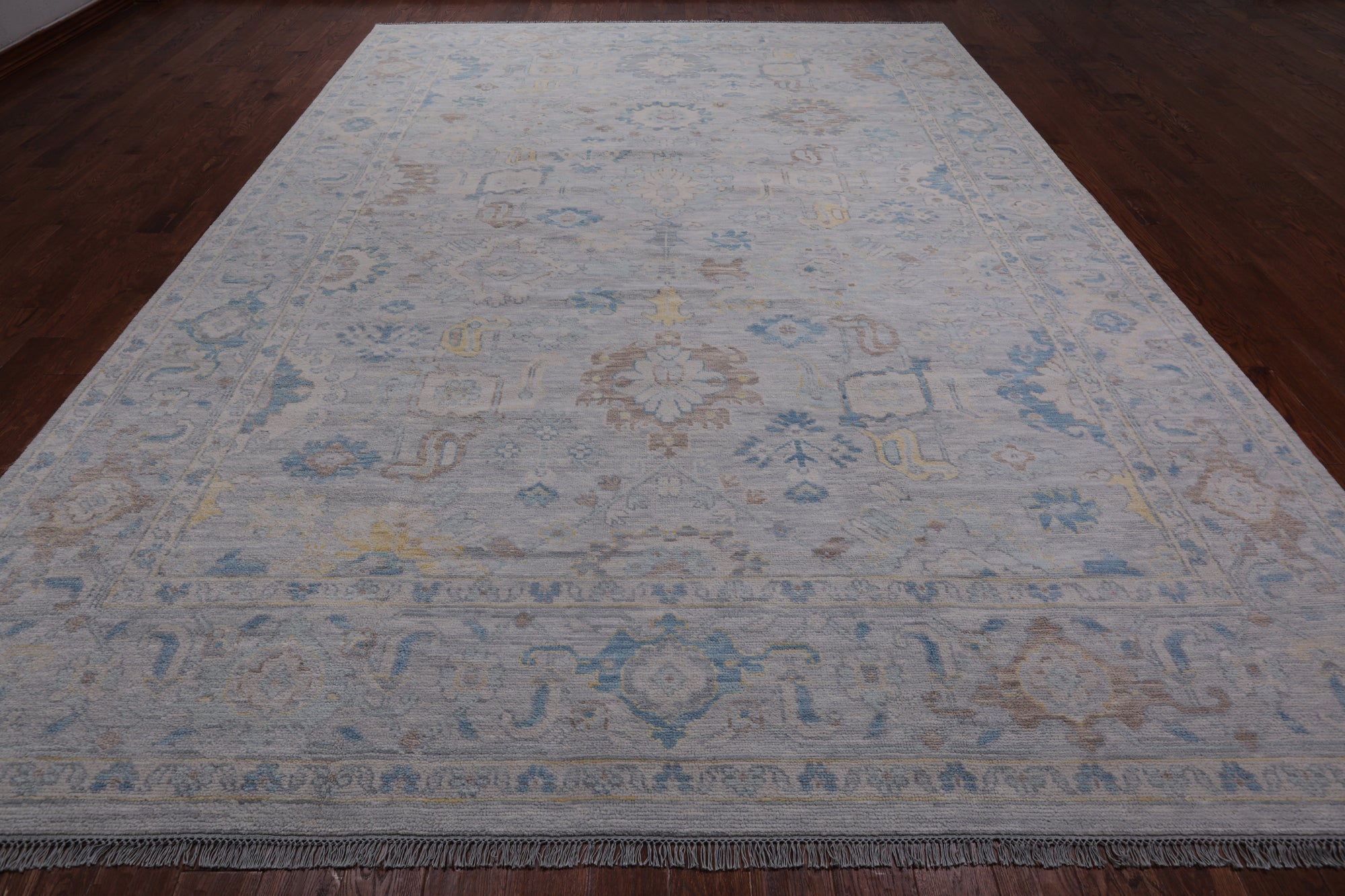 SUPER SALE Silver Turkish Oushak Hand Knotted Wool Rug - 10' 2" X 14' 2"