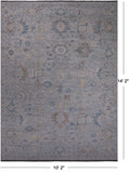 SUPER SALE Silver Turkish Oushak Hand Knotted Wool Rug - 10' 2" X 14' 2"