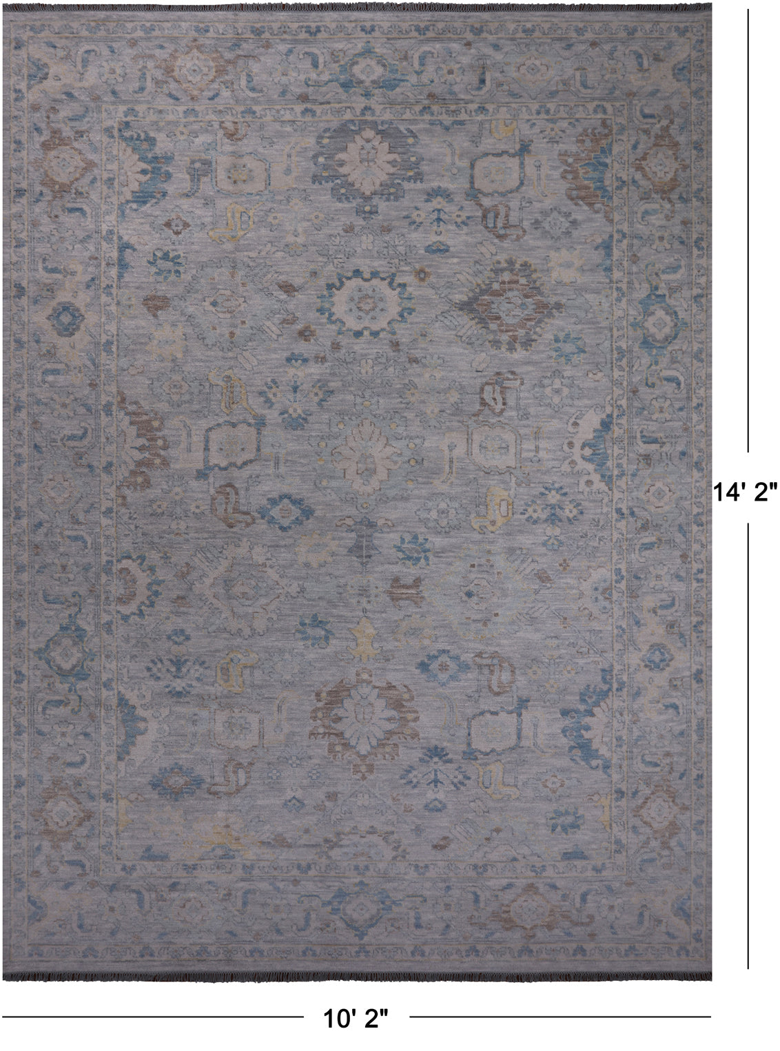 SUPER SALE Silver Turkish Oushak Hand Knotted Wool Rug - 10' 2" X 14' 2"