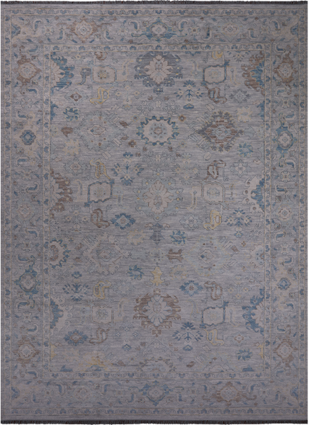 SUPER SALE Silver Turkish Oushak Hand Knotted Wool Rug - 10' 2" X 14' 2"
