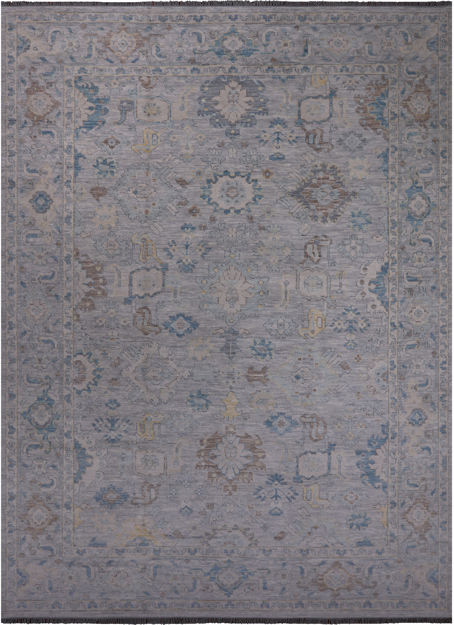 SUPER SALE Silver Turkish Oushak Hand Knotted Wool Rug - 10' 2" X 14' 2"