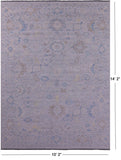 Silver Turkish Oushak Hand Knotted Wool Rug - 10' 2" X 14' 2" - Golden Nile