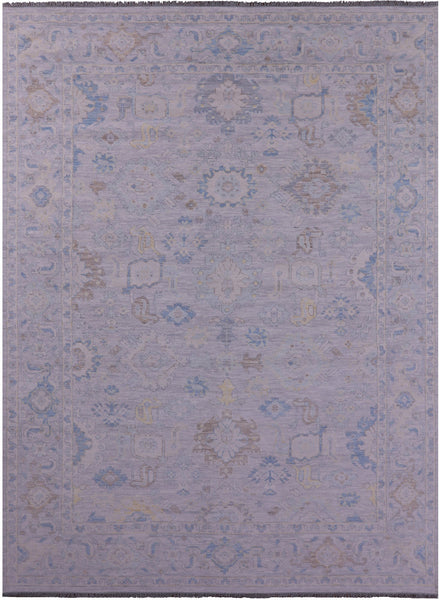 Silver Turkish Oushak Hand Knotted Wool Rug - 10' 2" X 14' 2" - Golden Nile