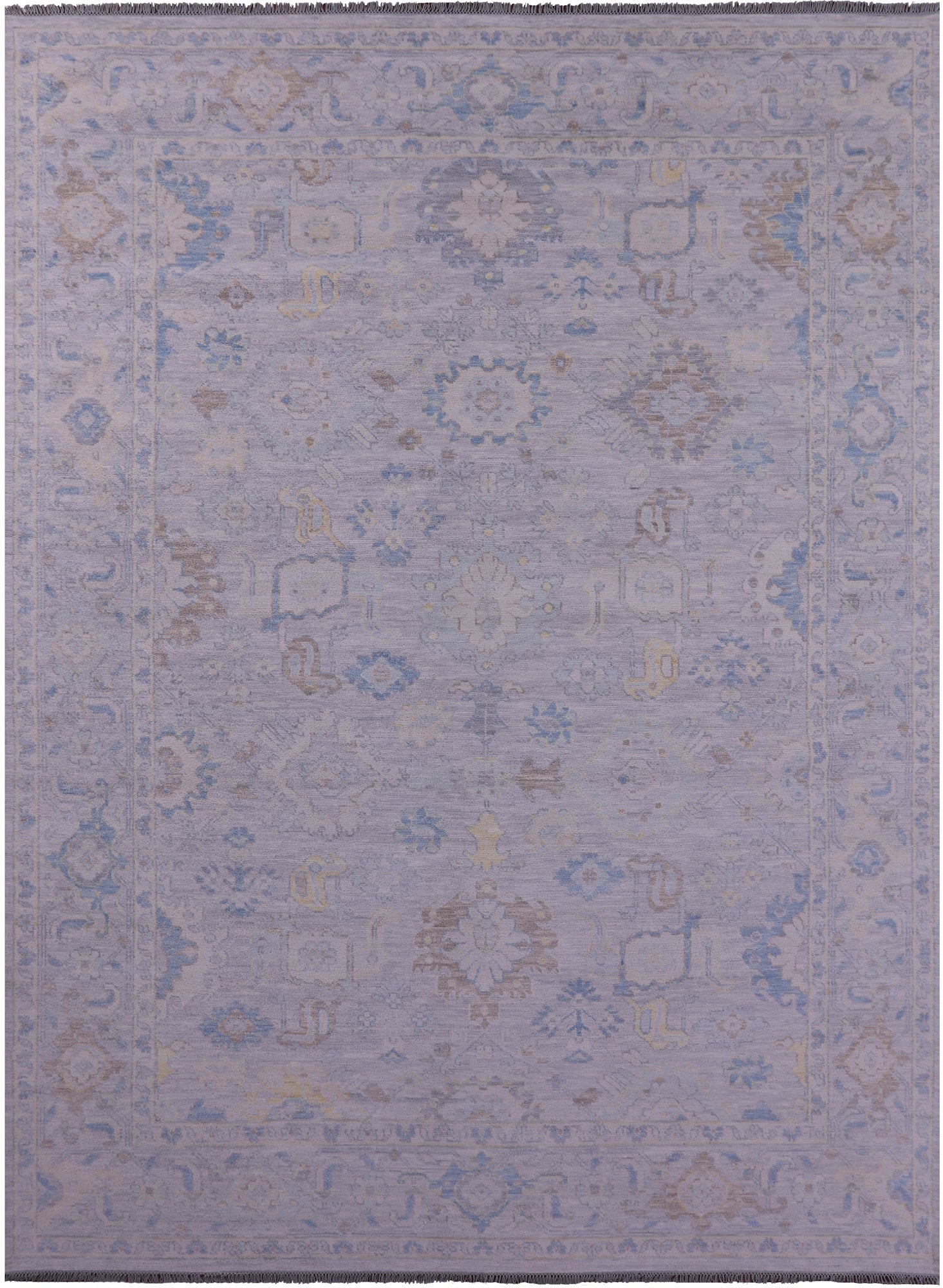 Silver Turkish Oushak Hand Knotted Wool Rug - 10' 2" X 14' 2" - Golden Nile