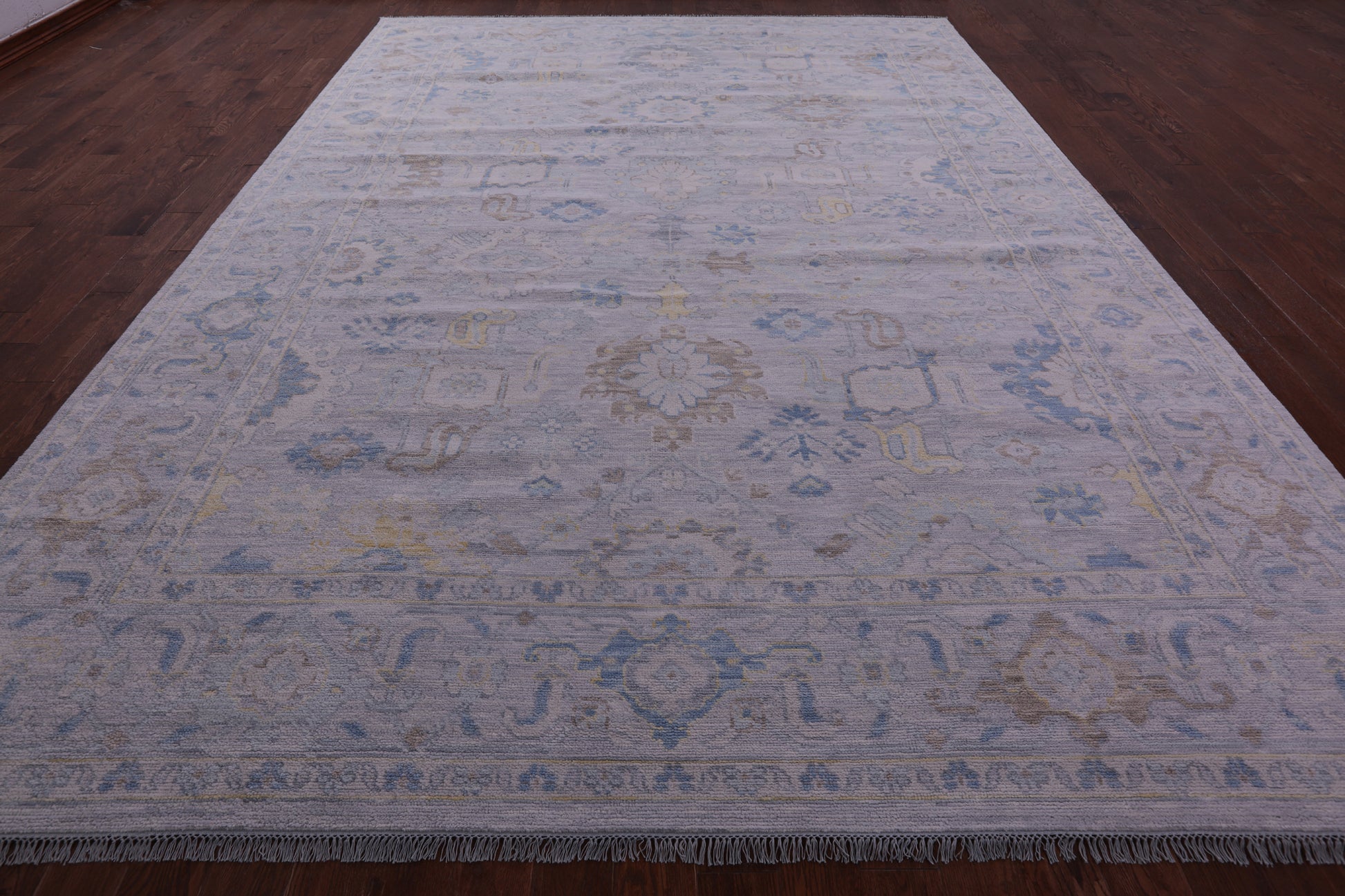 Silver Turkish Oushak Hand Knotted Wool Rug - 10' 2" X 14' 2" - Golden Nile