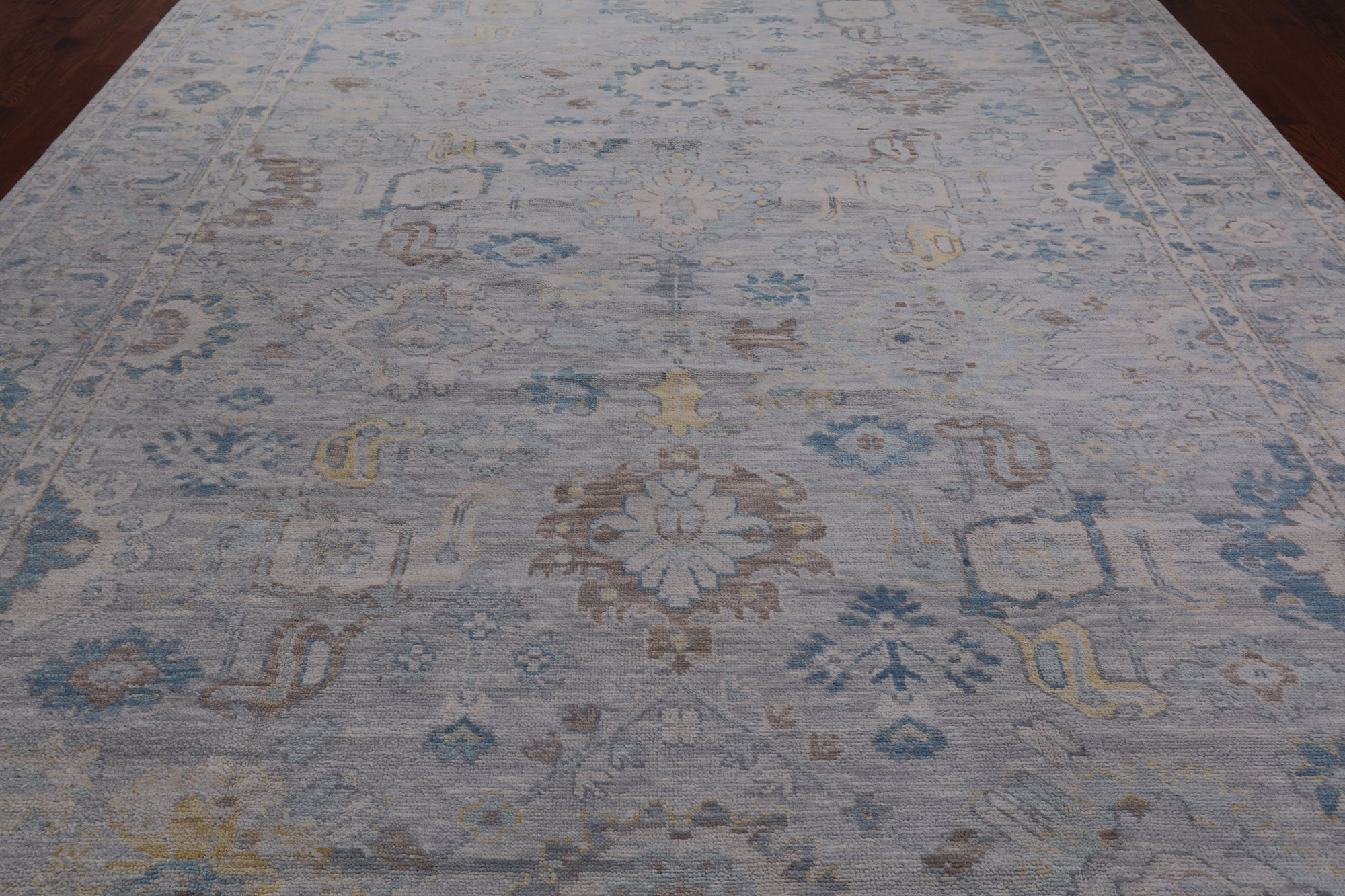 SUPER SALE Silver Turkish Oushak Hand Knotted Wool Rug - 10' 2" X 14' 2"