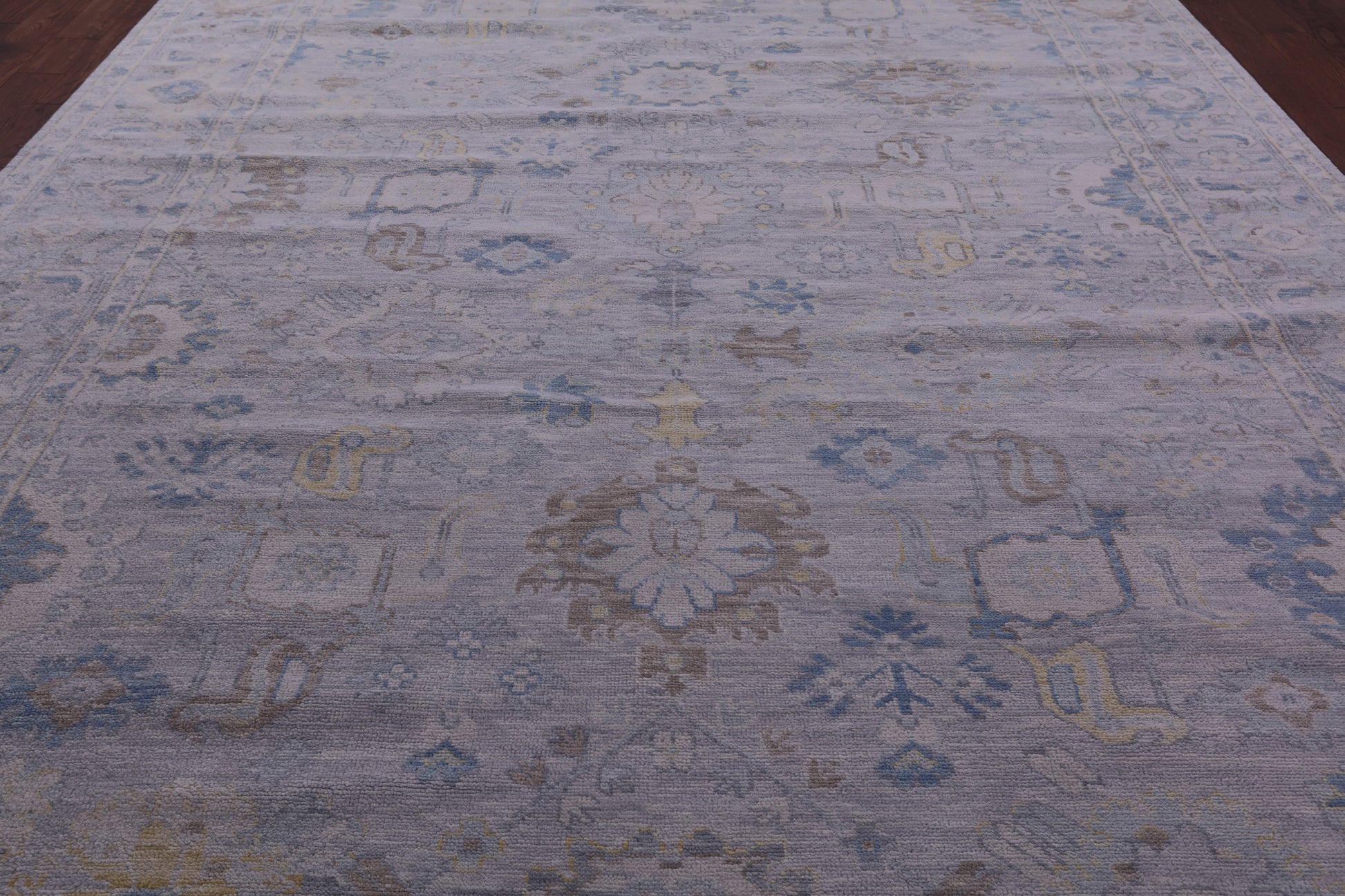 Silver Turkish Oushak Hand Knotted Wool Rug - 10' 2" X 14' 2" - Golden Nile