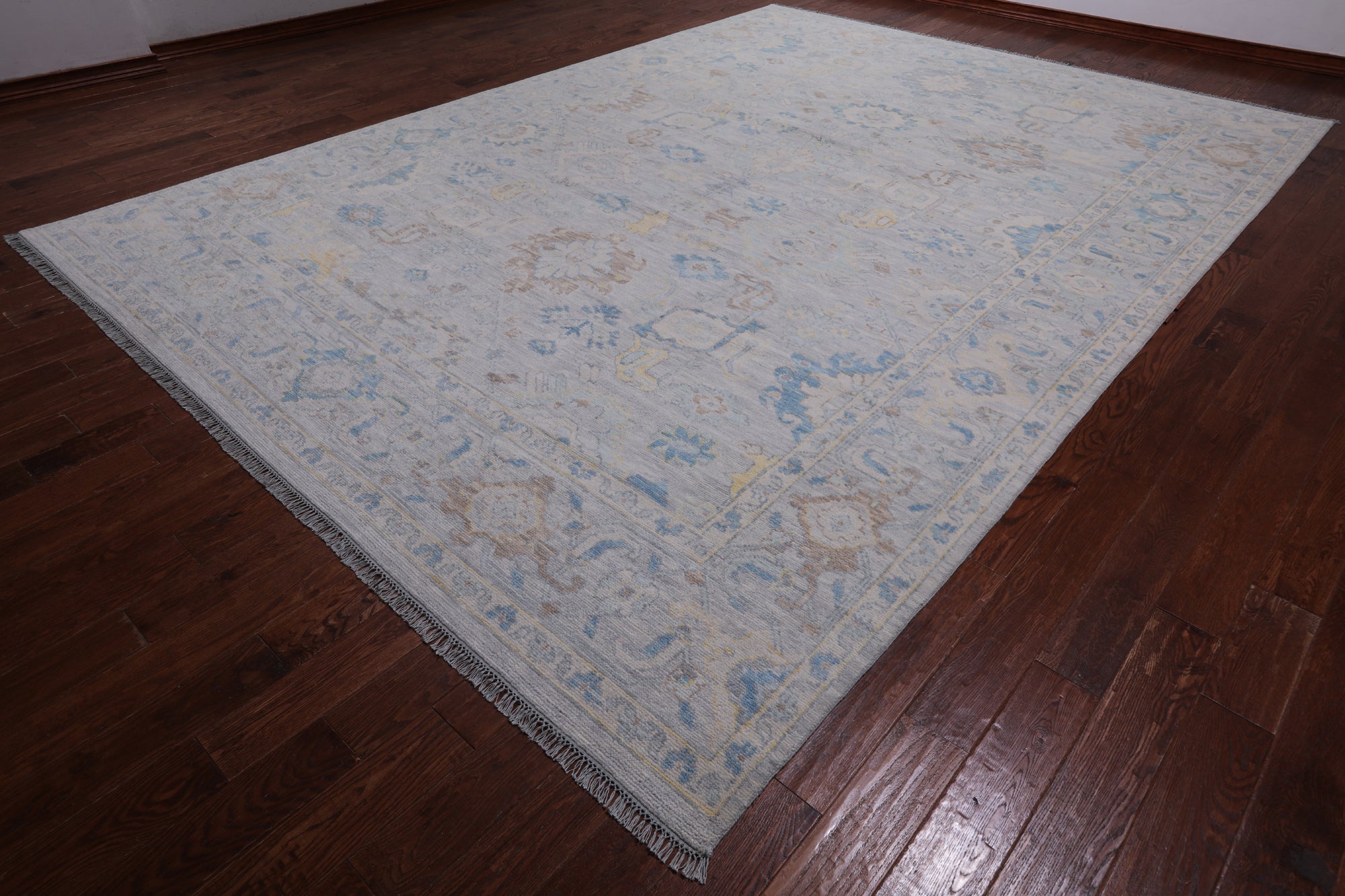 SUPER SALE Silver Turkish Oushak Hand Knotted Wool Rug - 10' 2" X 14' 2"