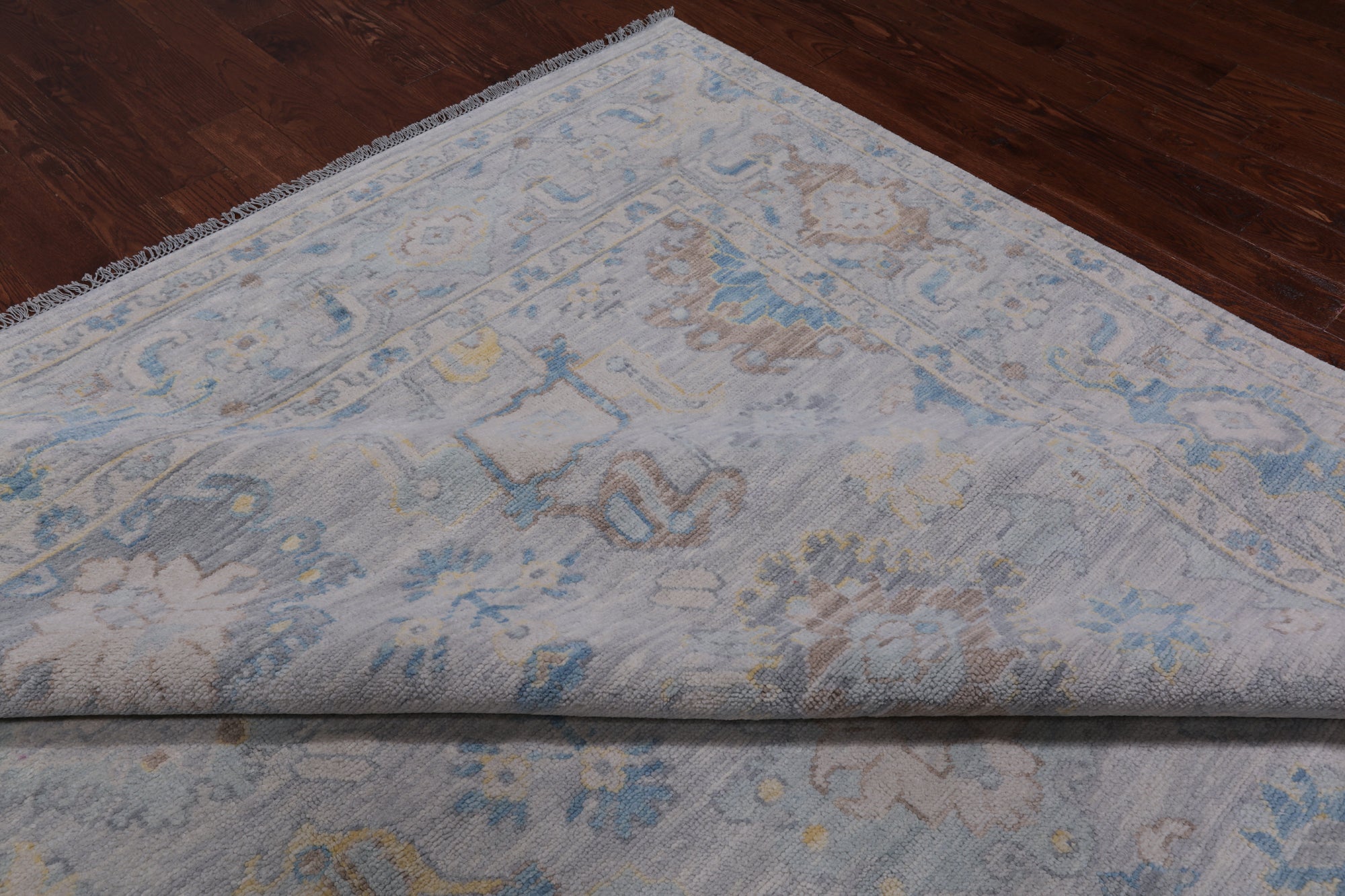 SUPER SALE Silver Turkish Oushak Hand Knotted Wool Rug - 10' 2" X 14' 2"