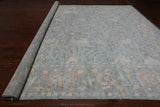 SUPER SALE Silver Turkish Oushak Hand Knotted Wool Rug - 11' 11" X 14' 9"