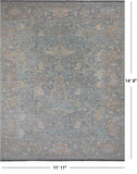 SUPER SALE Silver Turkish Oushak Hand Knotted Wool Rug - 11' 11" X 14' 9"
