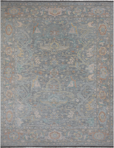 SUPER SALE Silver Turkish Oushak Hand Knotted Wool Rug - 11' 11" X 14' 9"