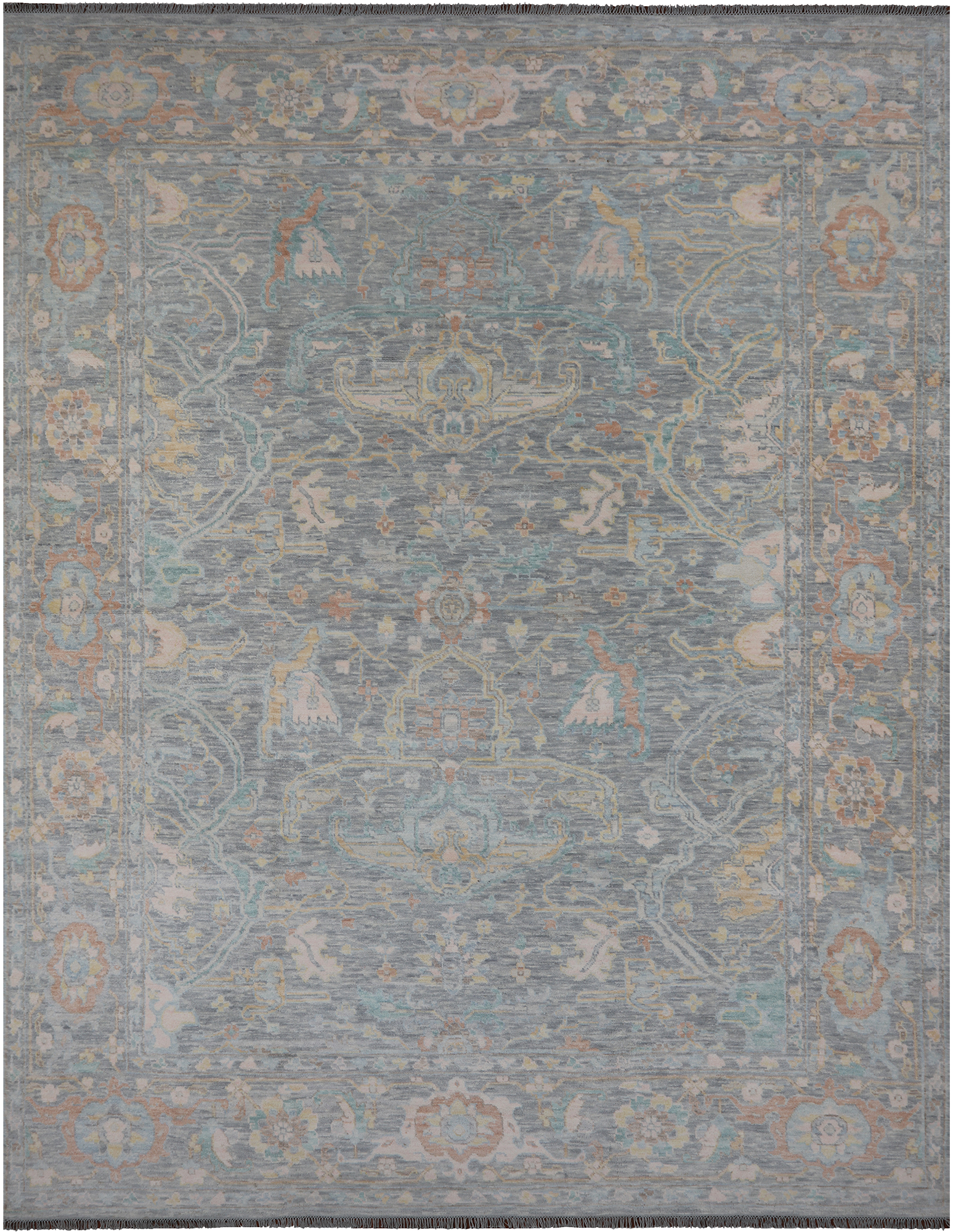 SUPER SALE Silver Turkish Oushak Hand Knotted Wool Rug - 11' 11" X 14' 9"