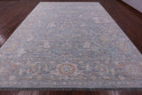 Silver Turkish Oushak Hand Knotted Wool Rug - 11' 11" X 14' 9" - Golden Nile