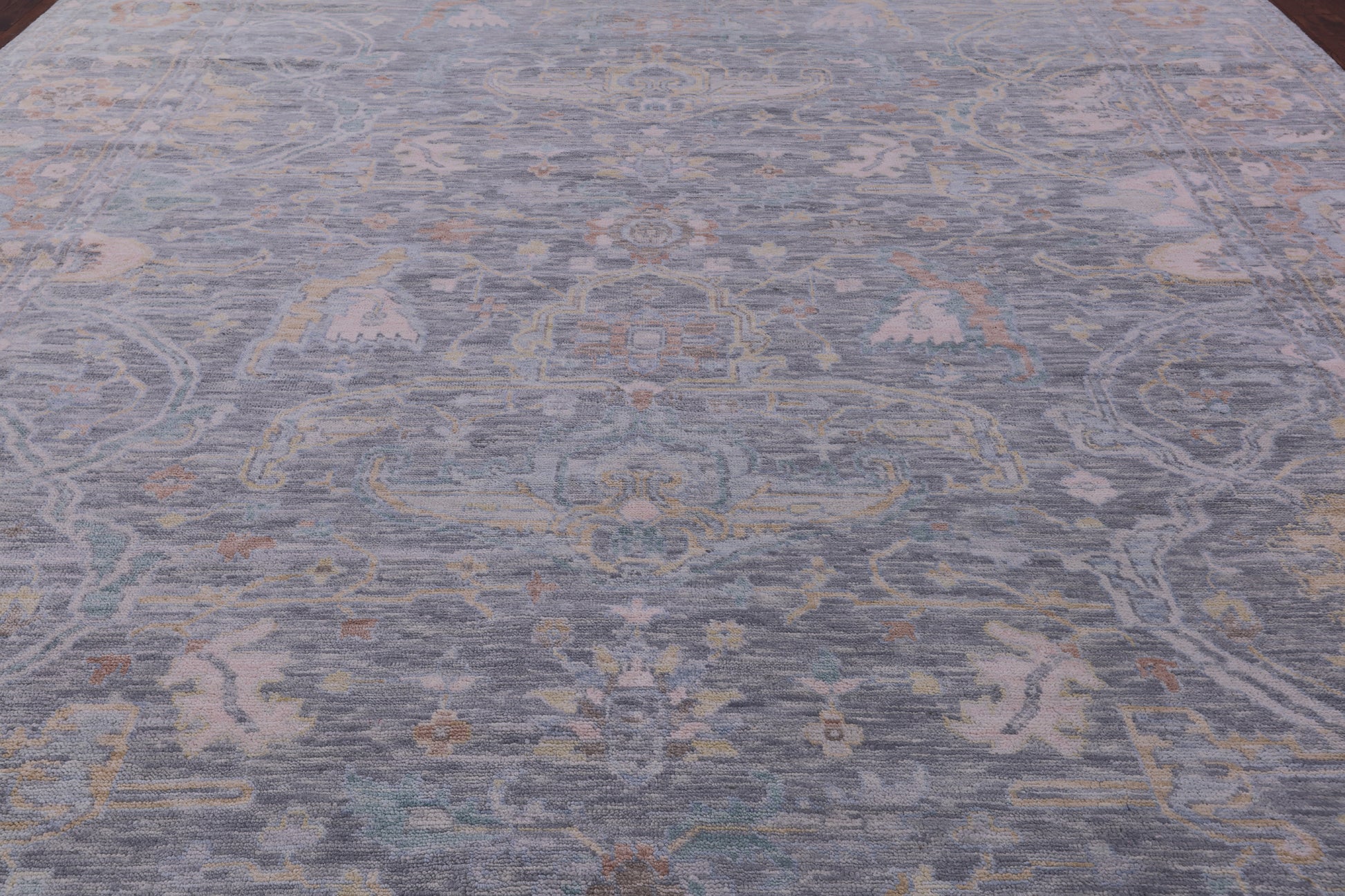 Silver Turkish Oushak Hand Knotted Wool Rug - 11' 11" X 14' 9" - Golden Nile