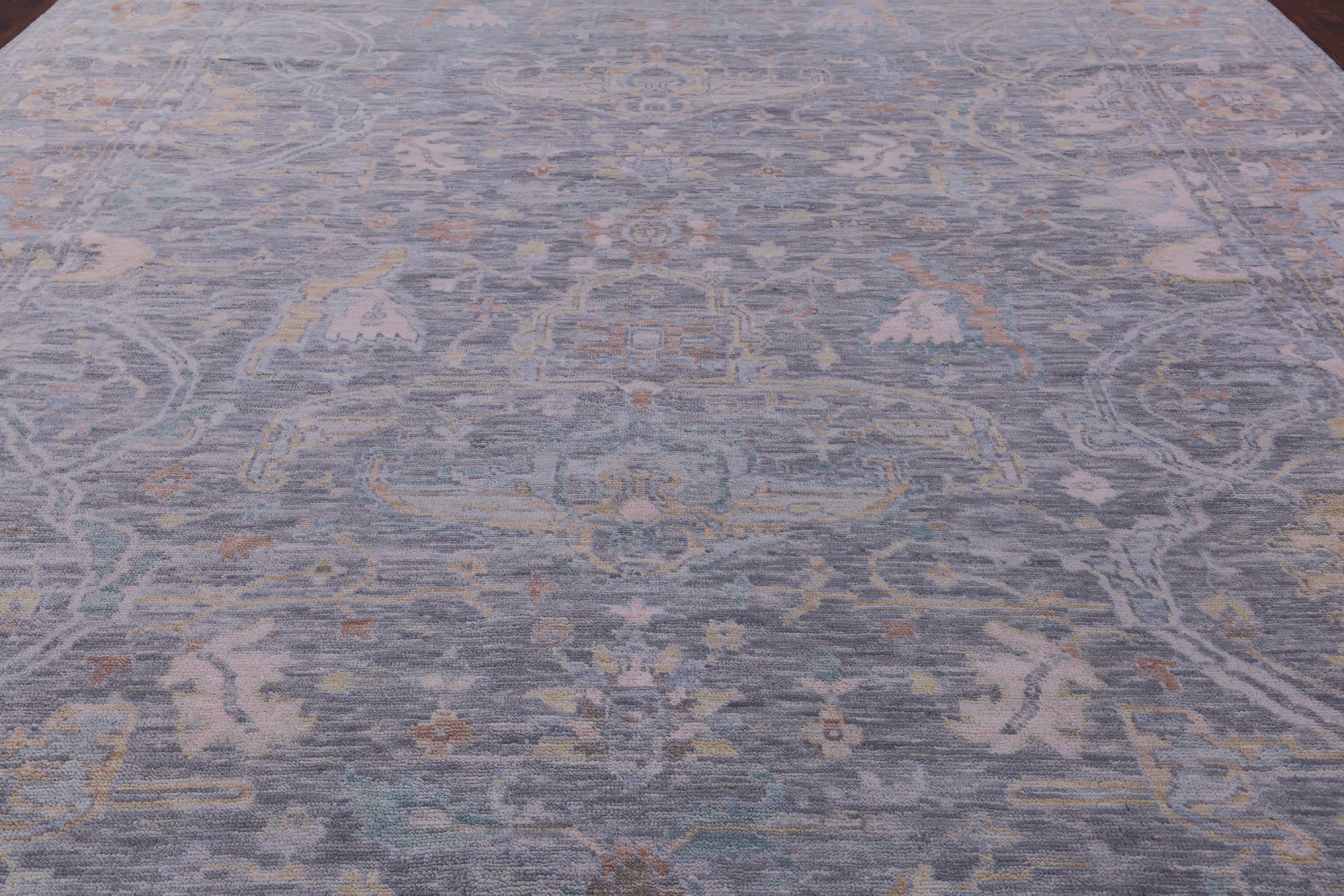 Silver Turkish Oushak Hand Knotted Wool Rug - 11' 11" X 14' 9" - Golden Nile
